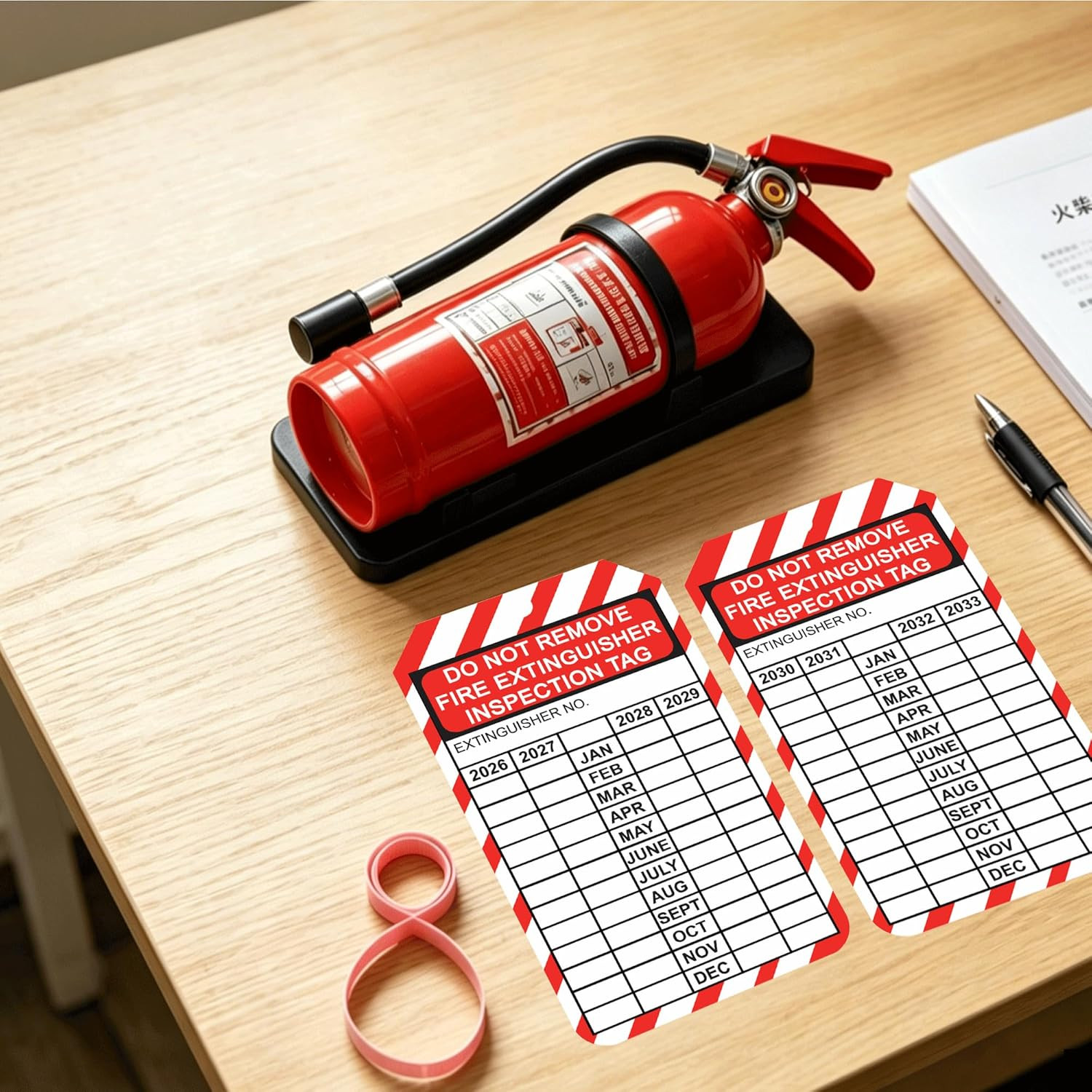 25 Pcs Fire Extinguisher Tags with Adjustable Wire Ties Monthly Inspection