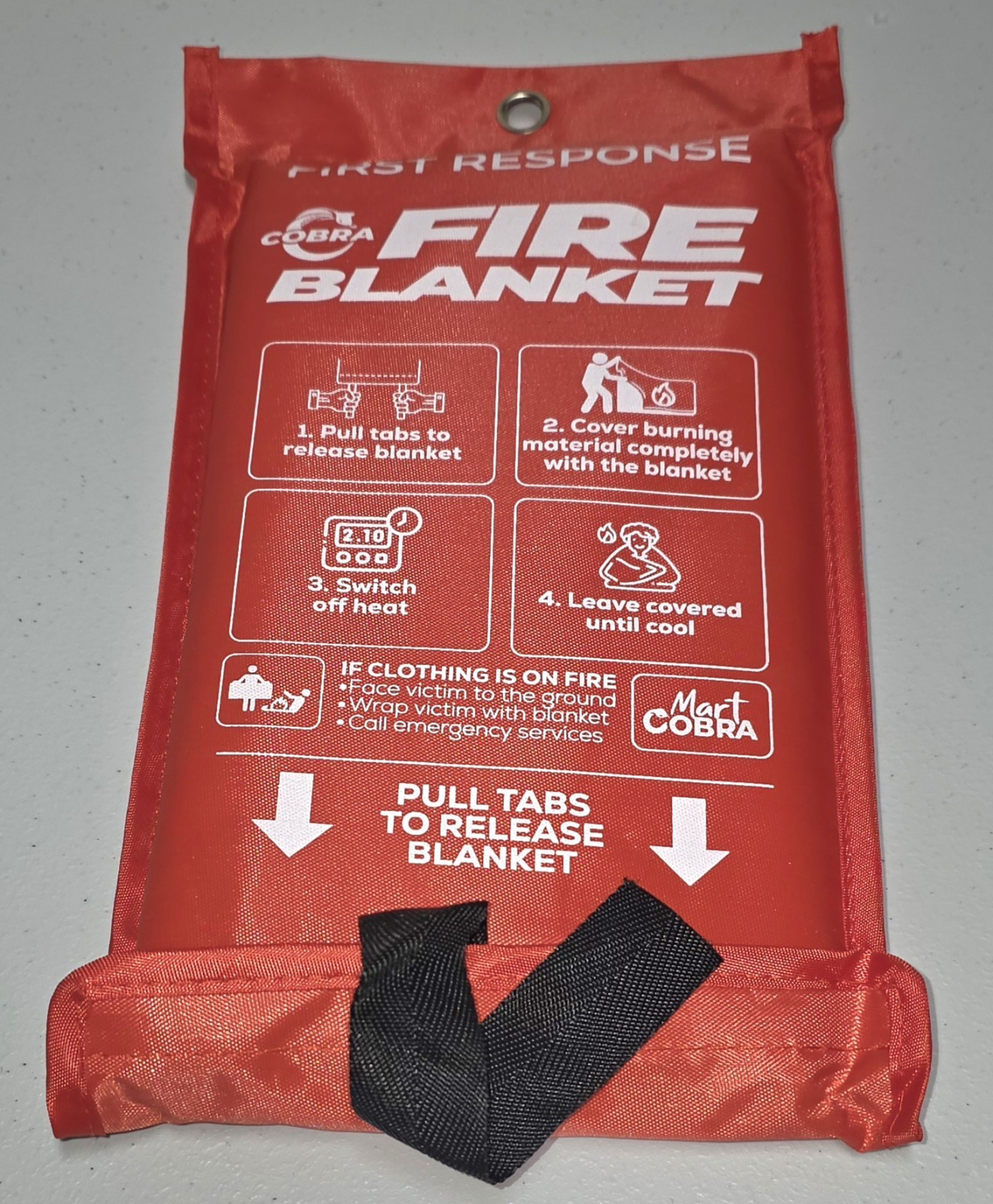 Mart Cobra First Response Emergency Fire Blanket 40″ X 40″ 100% Fiberglass Flame