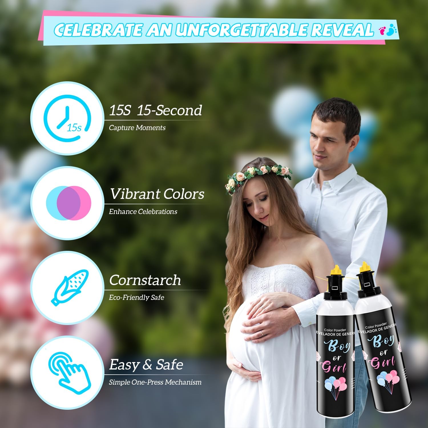 Gender Reveal Fire Extinguisher 2 Pack – Blue or Pink Smoke for Boy or Girl B…