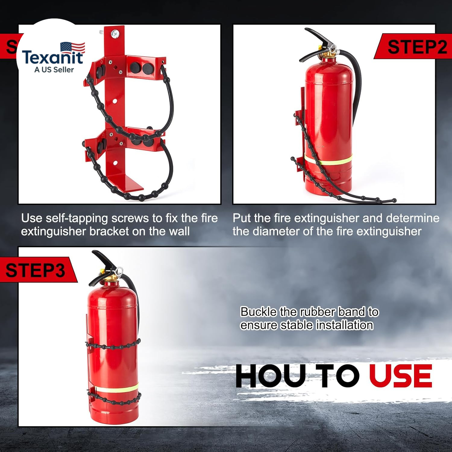 2 Pcs Fire Extinguisher Mount Bracket Adjustable, Supports up to 2.5 and 5Lb, He
