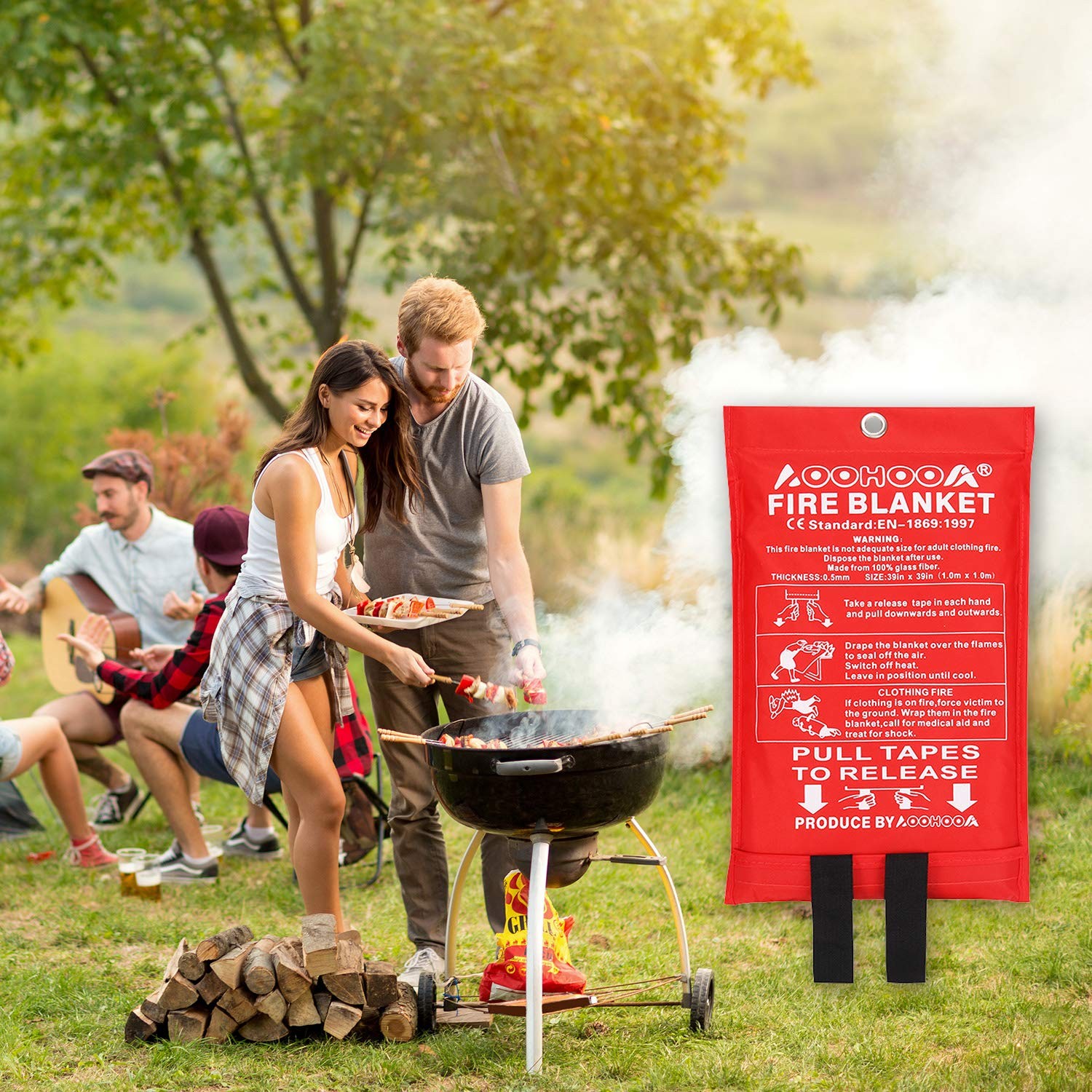 AOOHOOA Fire Blanket Fiberglass Emergency Fire Safety Blankets Flame Retardant P