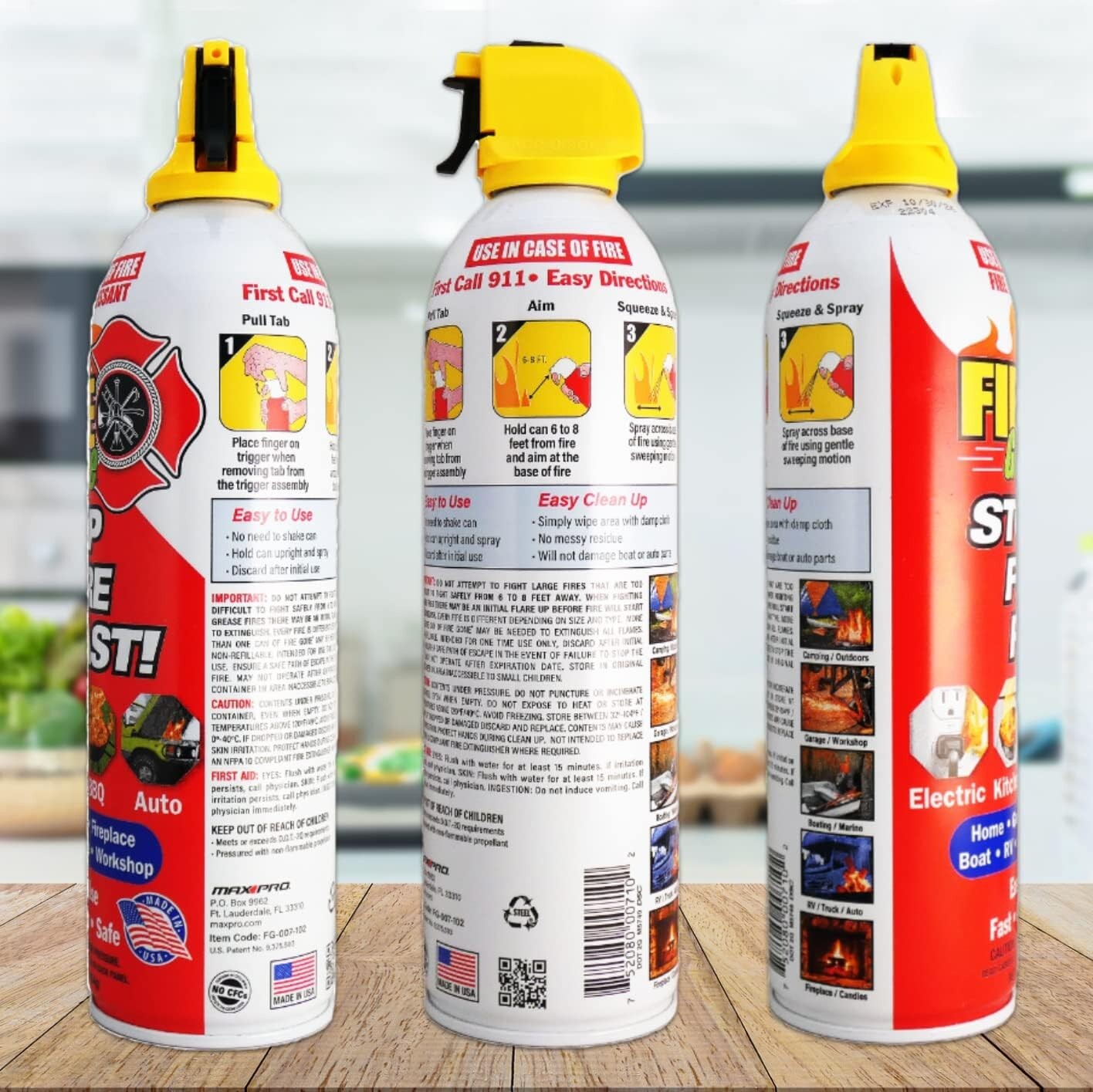 Fire Gone 5-in-1 Compact Fire Extinguisher for Car Grease and Electrical -2 PACK
