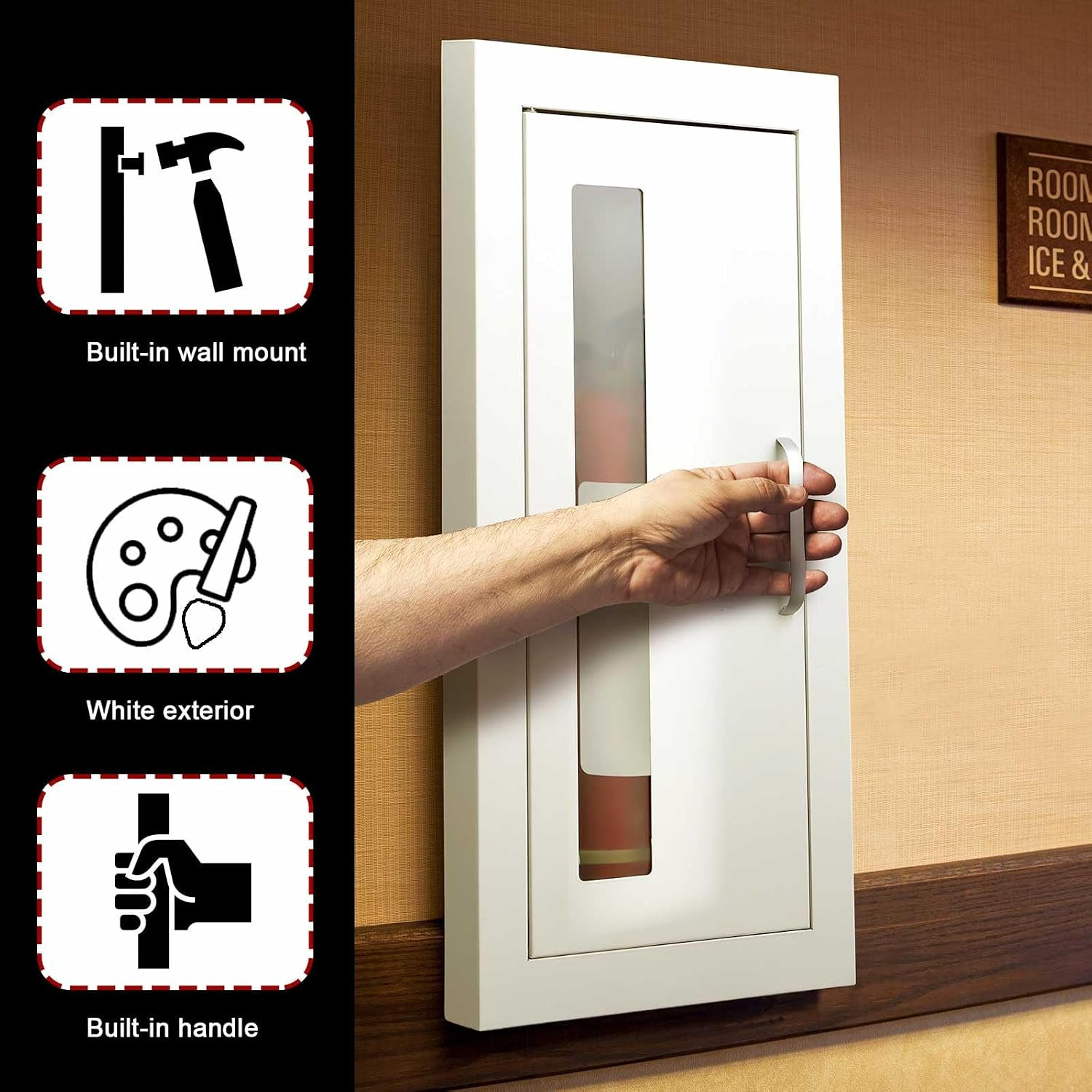 Semi-Recessed Fire Extinguisher Cabinet with Acrylic Sign Steel Fire Extinguishe