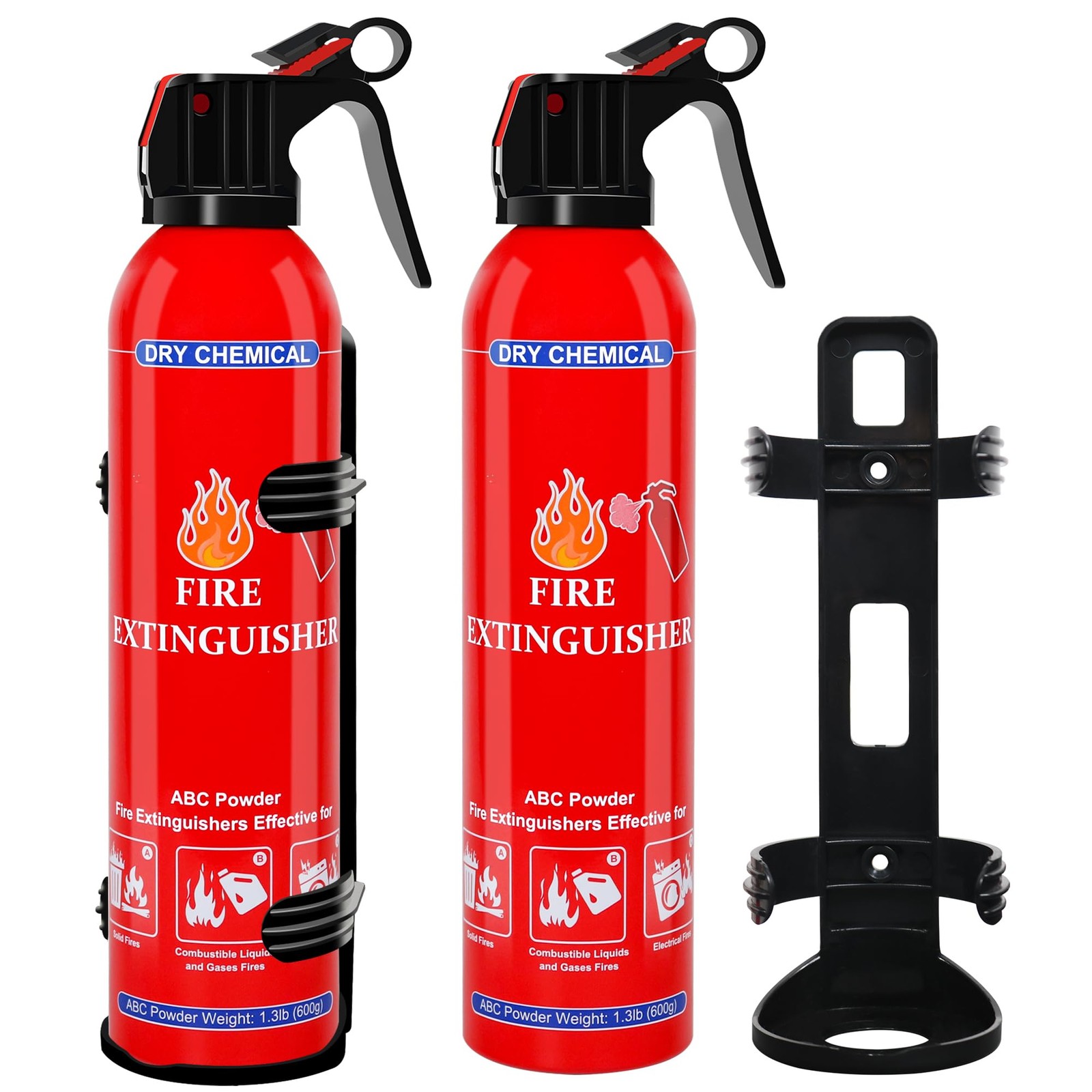 Pack ABC Dry Chemical Fire Extinguishers, Portable Dry Powder Fast-Acting Fire E