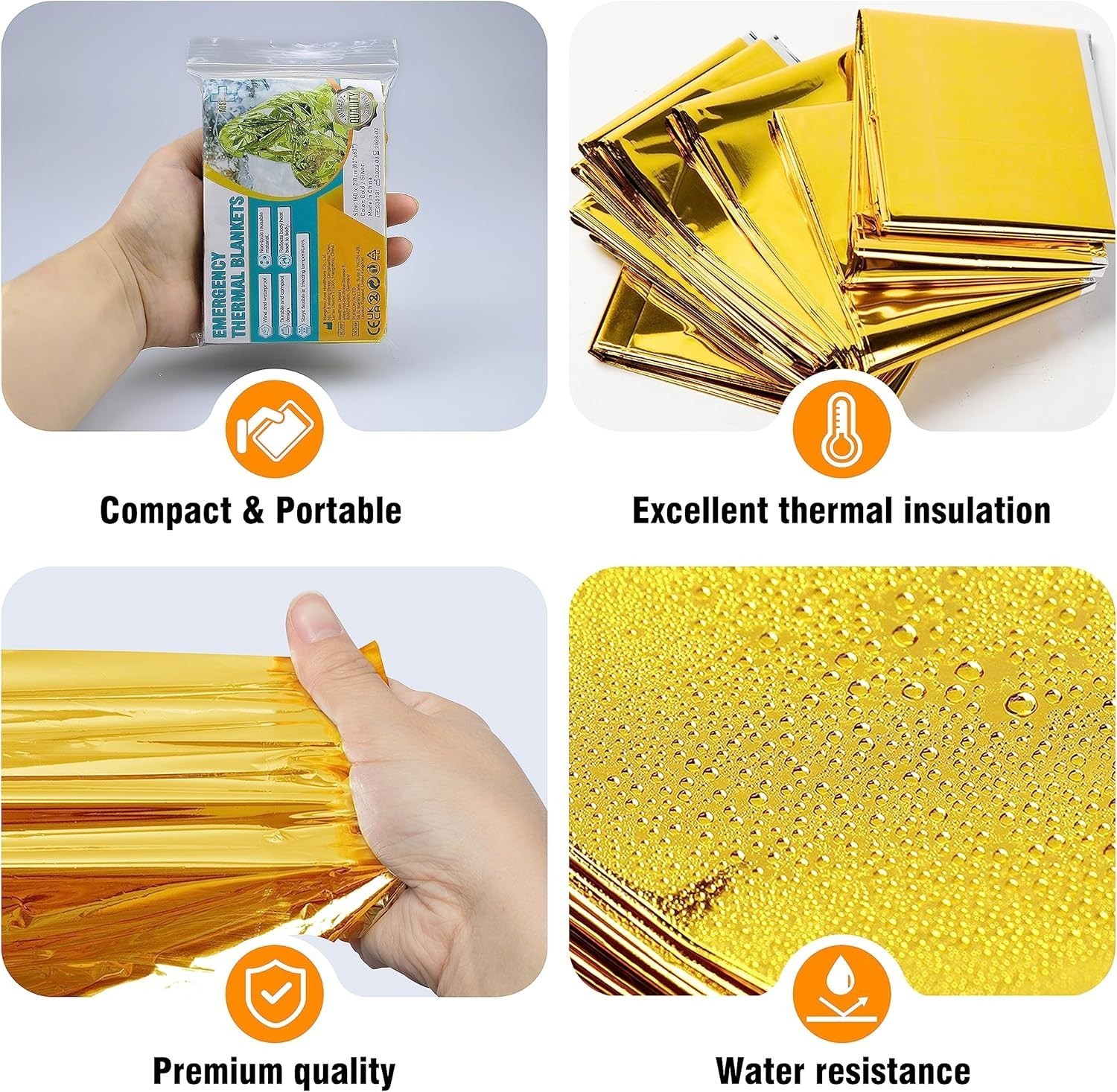 Emergency Blanket 12-Pack Emergency Gold Foil Blanket– Perfect Outdoors Hiking
