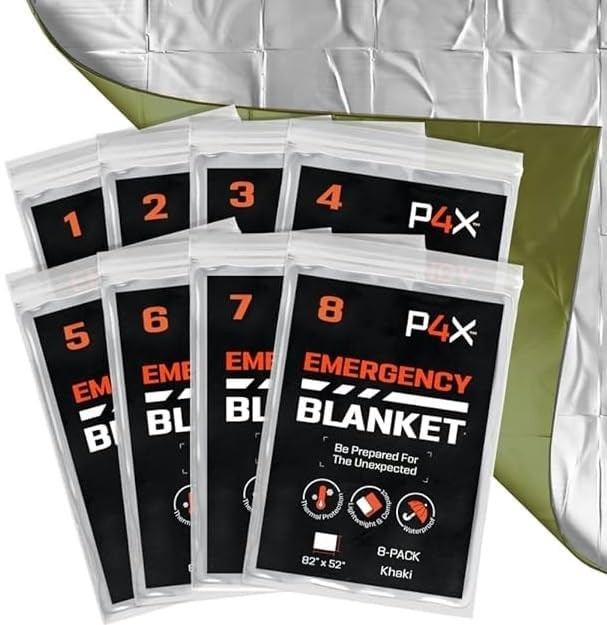 Mylar Emergency Blanket Waterproof Thermal Rip Resistant 8 Pack Survival Outdoor