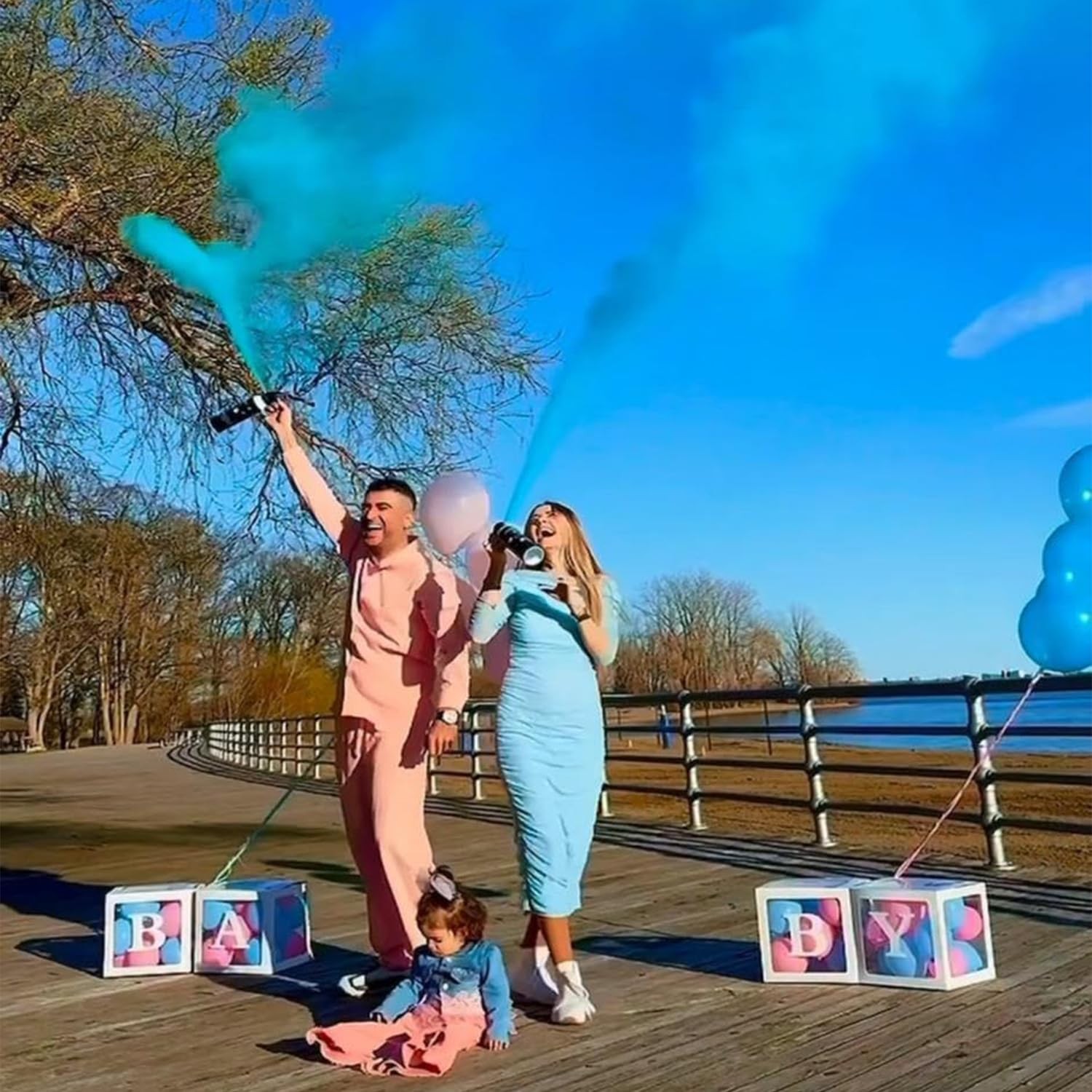 Gender Reveal Fire Extinguisher 2 Pack – Blue or Pink Smoke for Boy or Girl B…