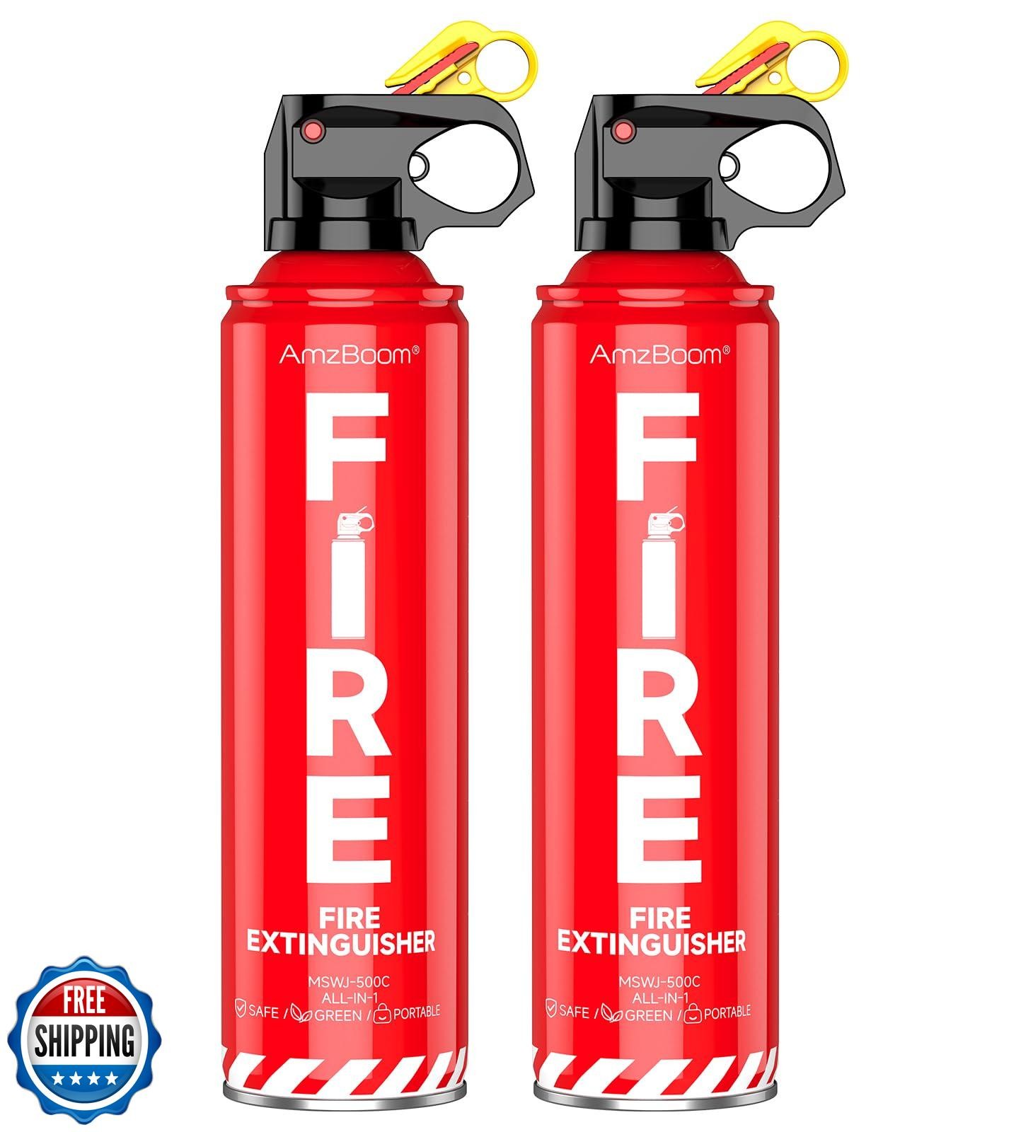 AmzBoom 2-Pack Fire Extinguisher for Home, Kitchen, Car, and Grill with Mount