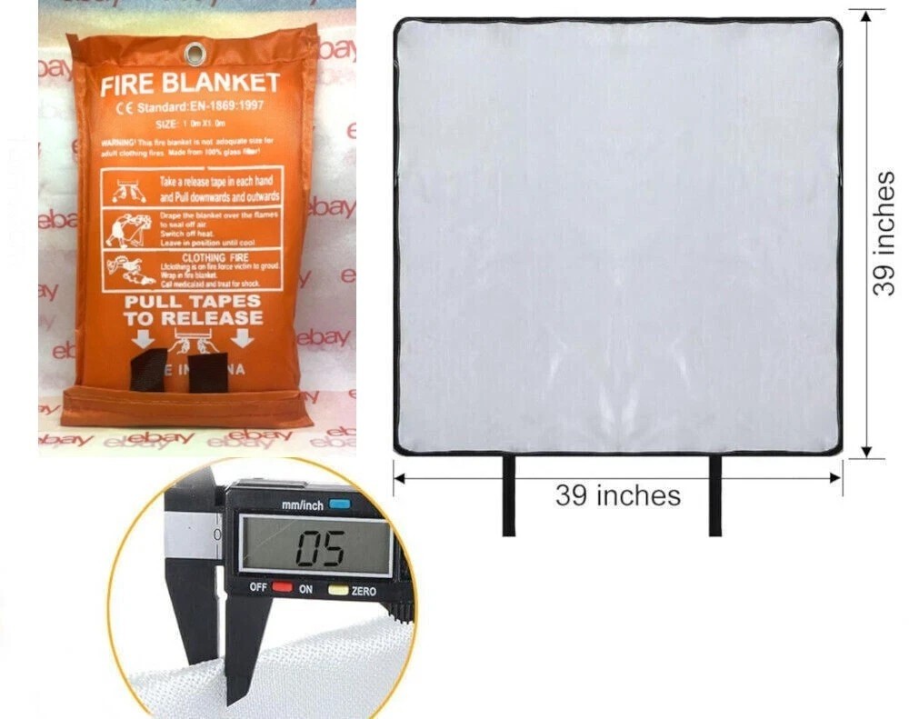 FIRE BLANKET Fiberglass Hero Emergency Home Retardant Prepared 39”x39”,1mx1m