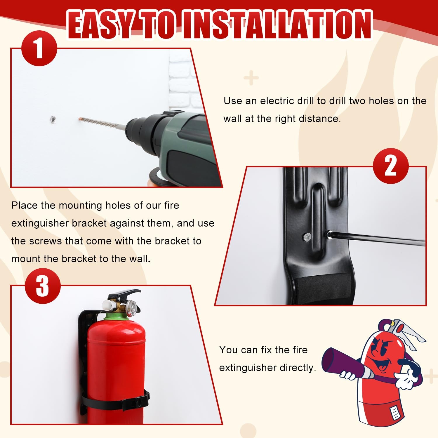 2 PCS 5 LB Metal Truck Fire Extinguisher Mount Bracket Holder Kit Vehicle