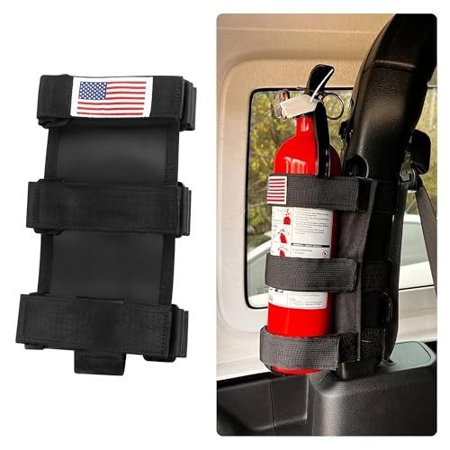 Roll Bar Car Fire Extinguisher Mount with American Flag,Fire Extinguisher Hol…