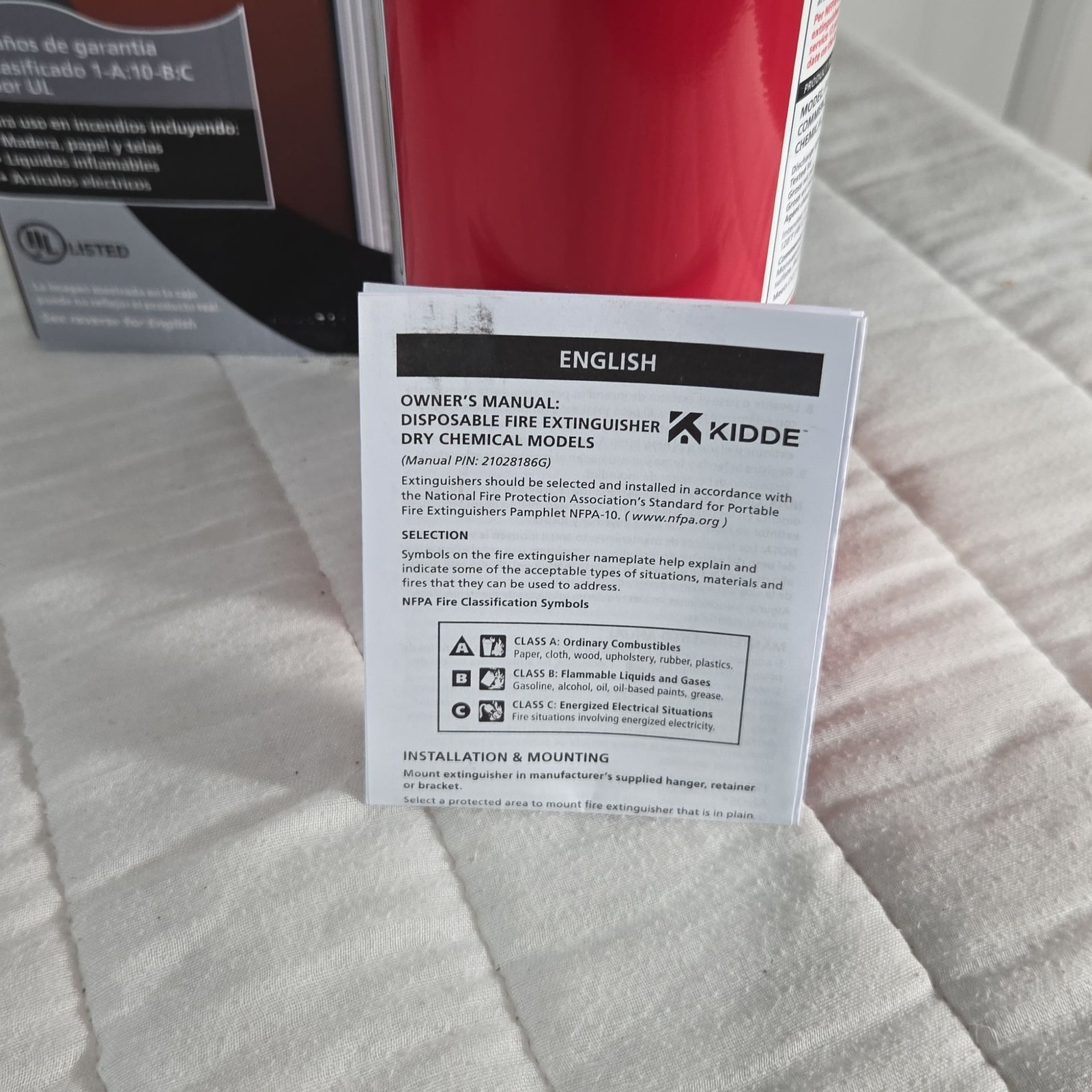 Kidde Home Multi-Purpose Dry Chemical Fire Extinguisher UL Rated 1-A:10-B:C