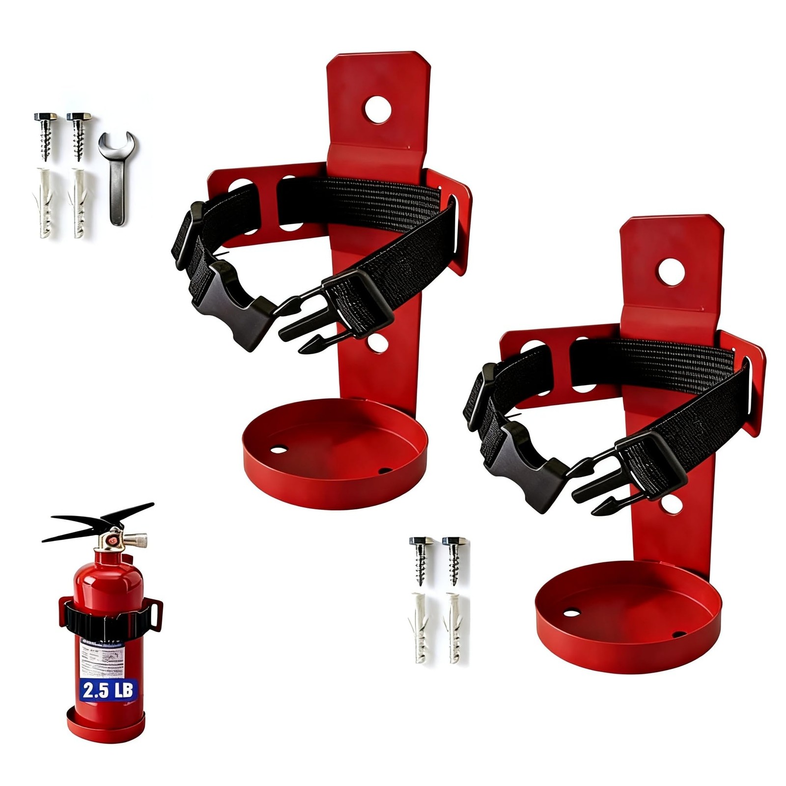 2 PCS Heavy Duty Metal Wall Mount Bracket Mini Holder For 2.5LB Extinguisher