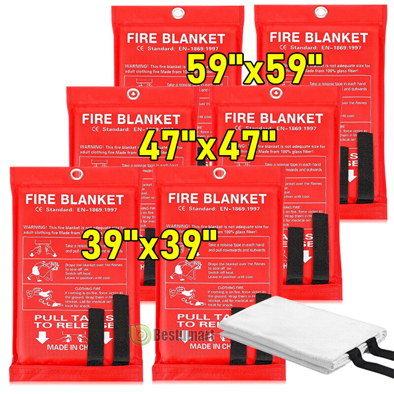 LARGE Fiberglass FIRE BLANKET 1/2/4/6 PACK, Fire Suppression Blanket 59”x59”