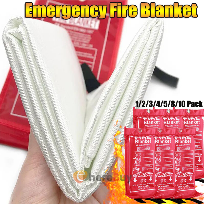 Large Fire Blanket Fireproof For Home Kitchen Office Caravan Emergency Safety US