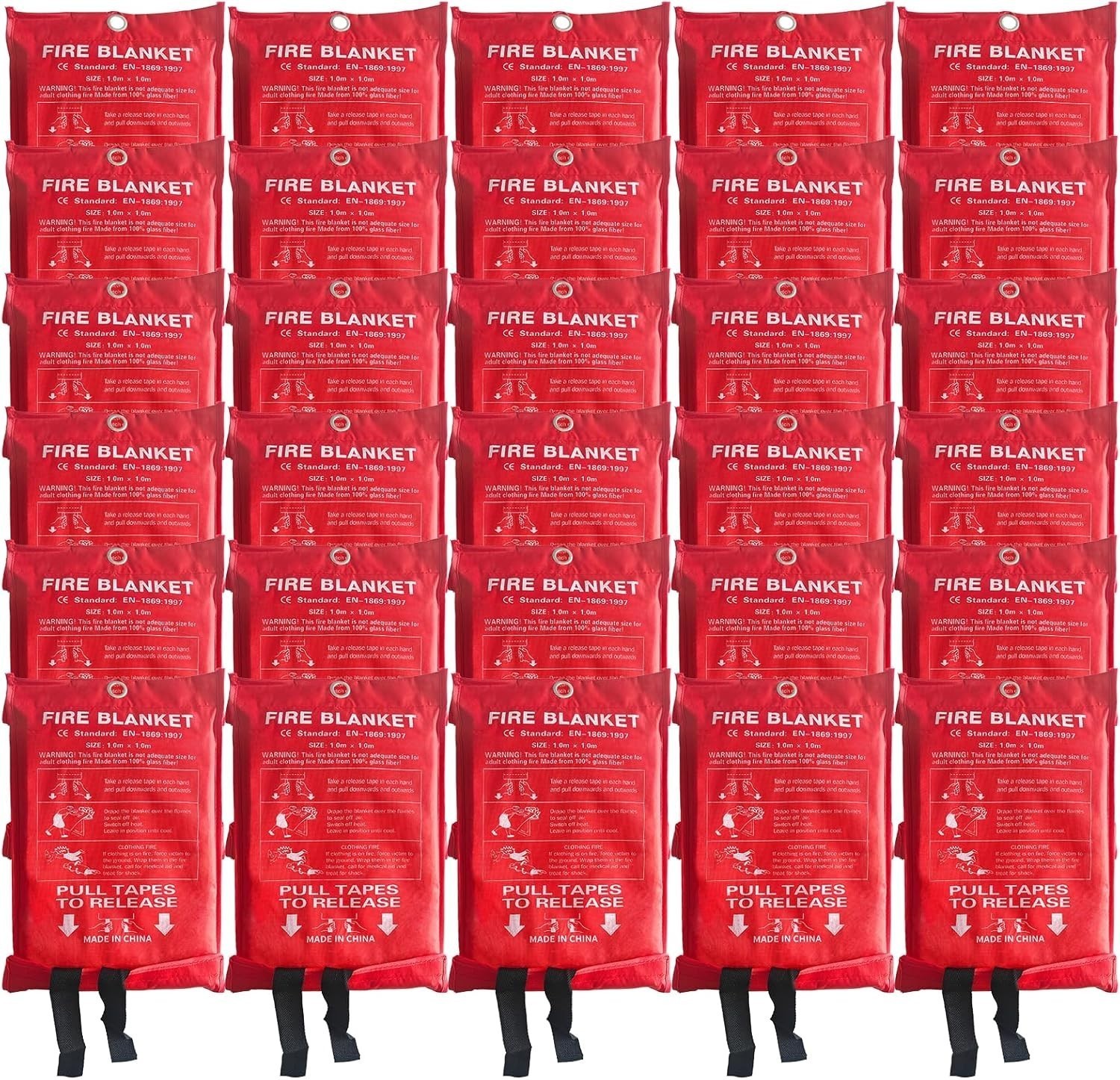 20 Packs Fire Blanket – 39.37×39.37 Inches 1100℉ Heat Resistant Emergency Fire