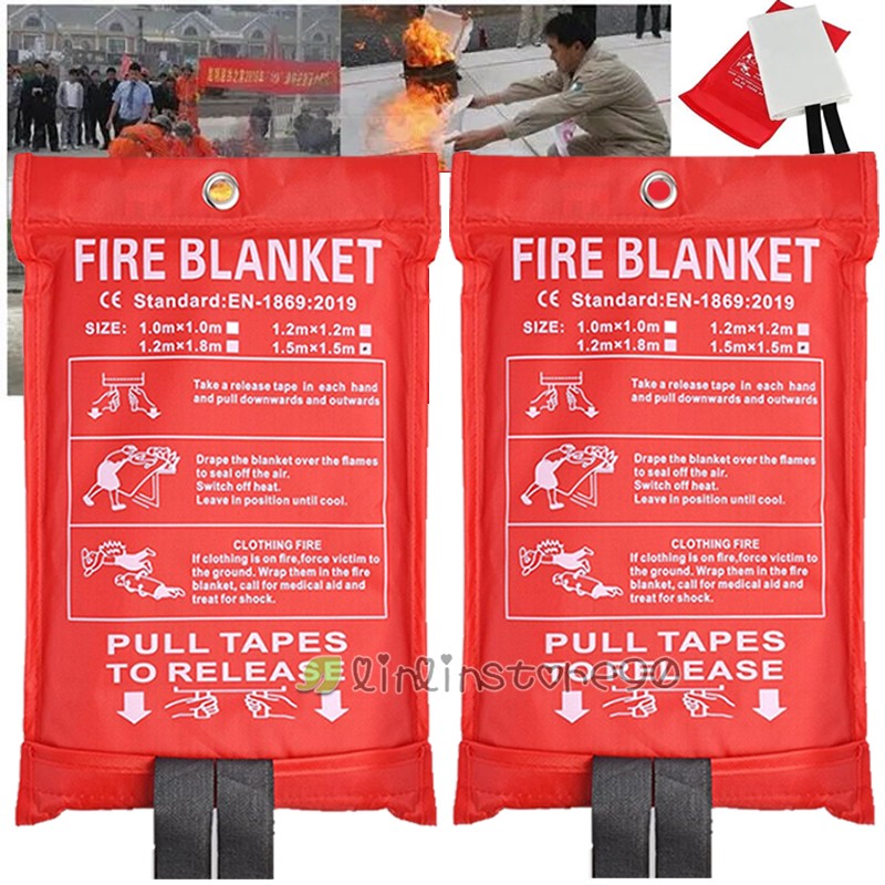 FIRE BLANKET Fiberglass Emergency Home Office Retardant Prepare LARGE 1/1.2/1.5m