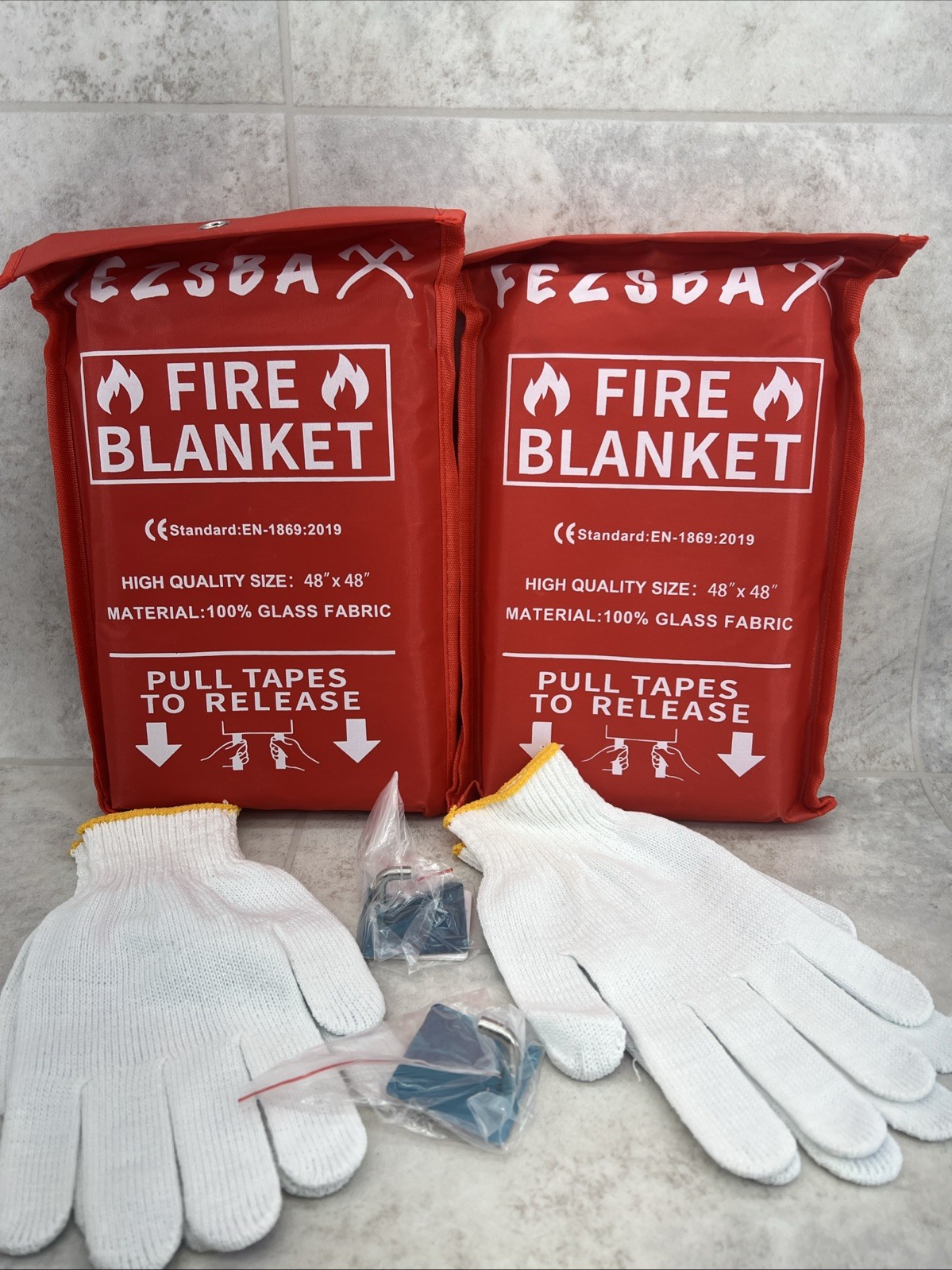 2 PACK! 48” X 48” Glass Fabric Fire Blankets for Home Camping Car BRAND NEW