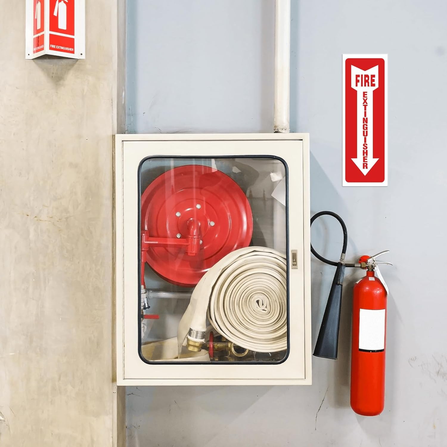 Fire Extinguisher Signs 4 Pack, 80 Mil Thick Plastic for Business & Office Use