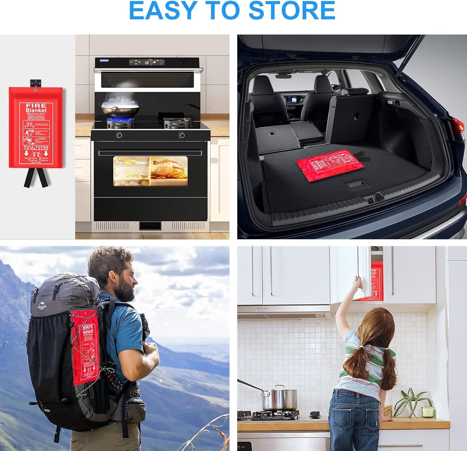 Emergency Fire Blanket for Kitchen and Home Safety, 2 Pack 39.37” x 39.37”