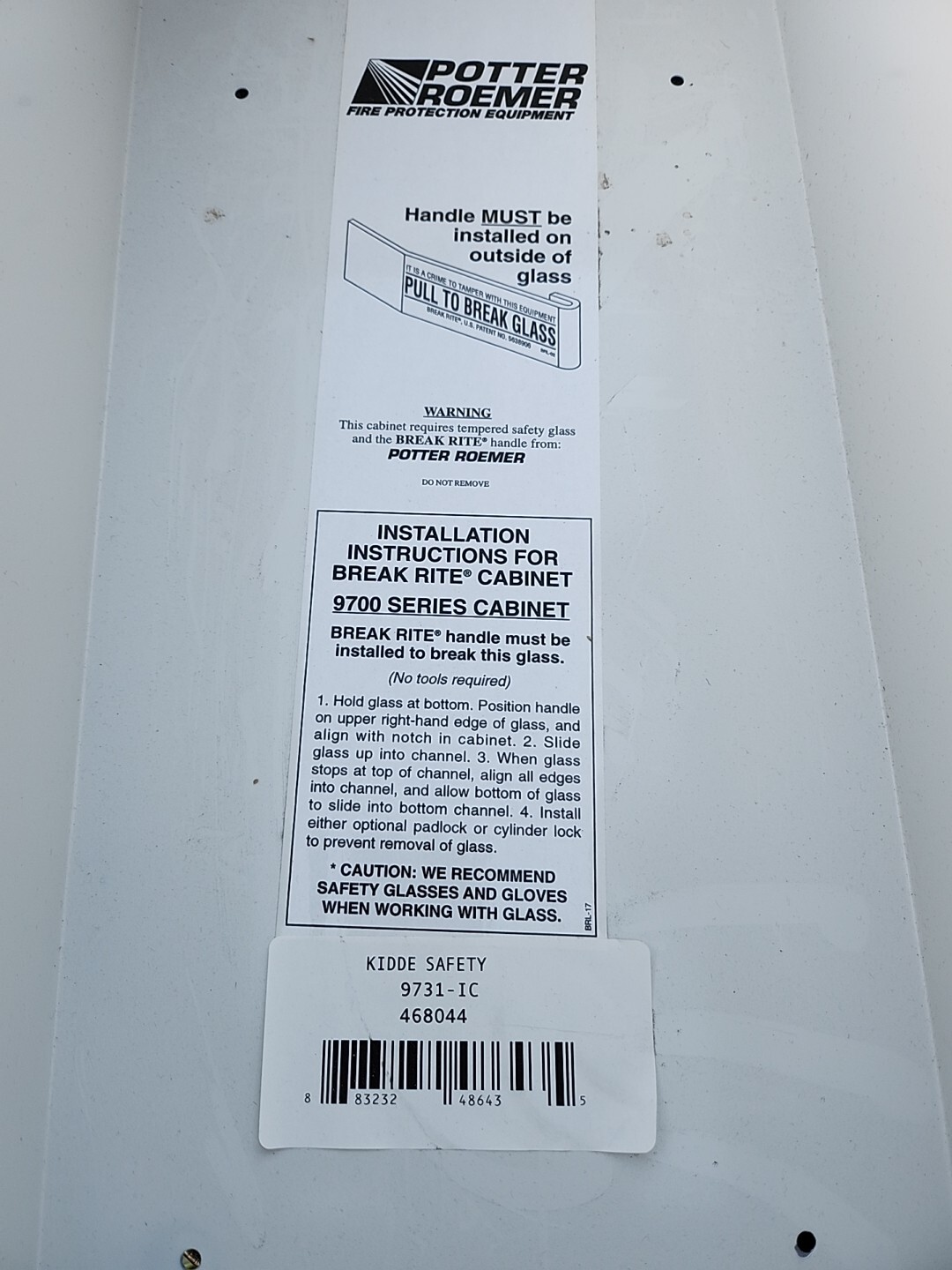 468044 Potter Roemer Semi-Recessed 5-Pound Fire Extinguisher Cabinet