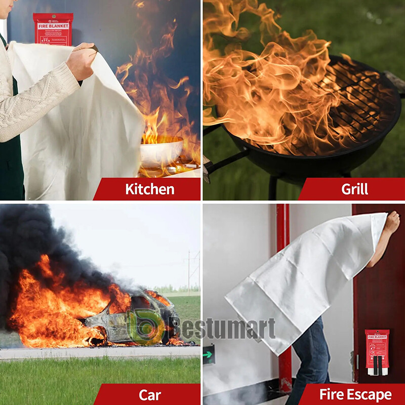 LARGE FIRE BLANKET 2-6Pack, 59”x59” Fiberglass Retardant Prepared Emergency