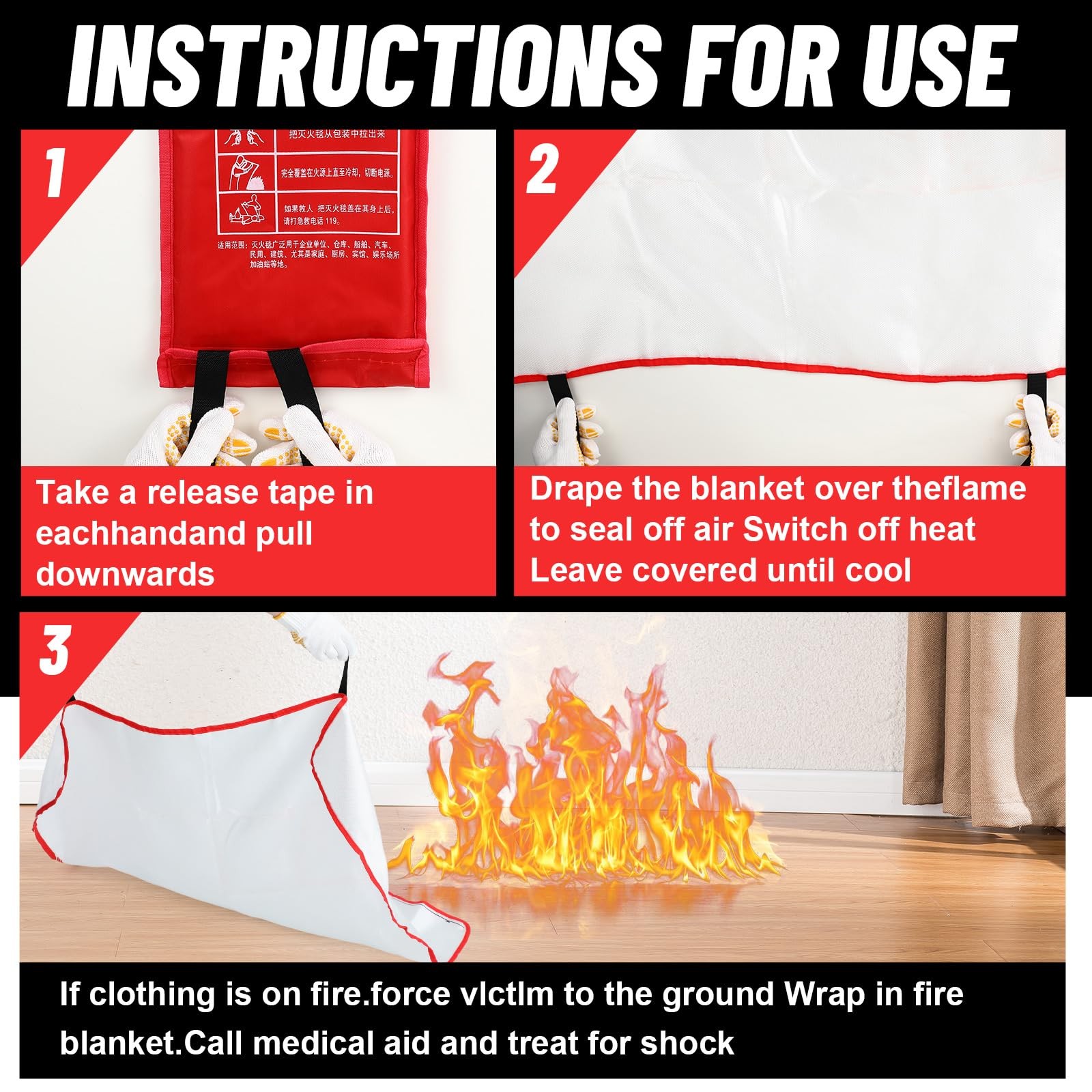 30 Pcs Fire Blankets for Home and Kitchen 40×40 Inch 10 Fiberglass Fire Suppr…