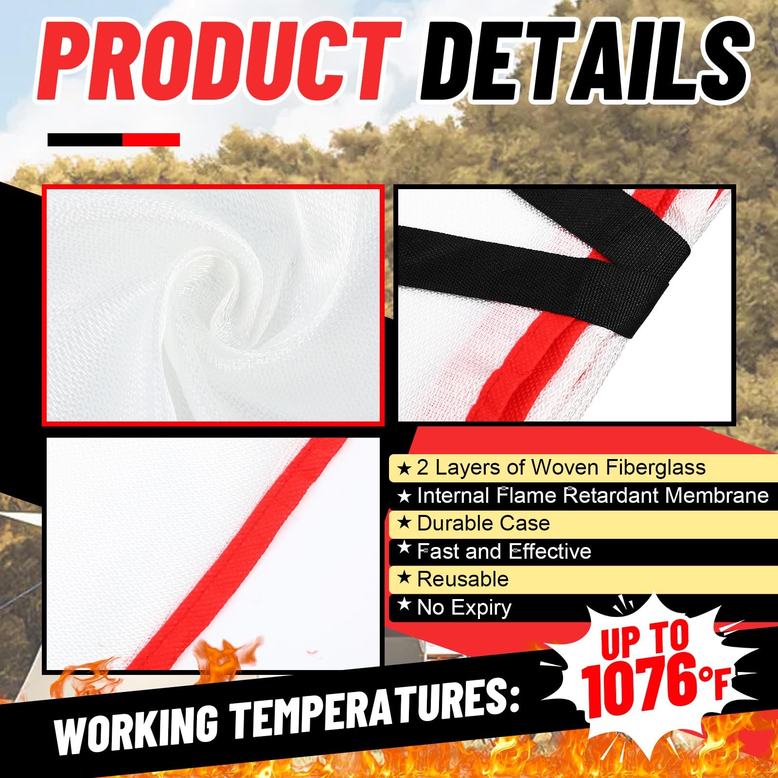 30 Pcs Fire Blankets for Home and Kitchen 40×40 Inch 10 Fiberglass Fire Suppr…
