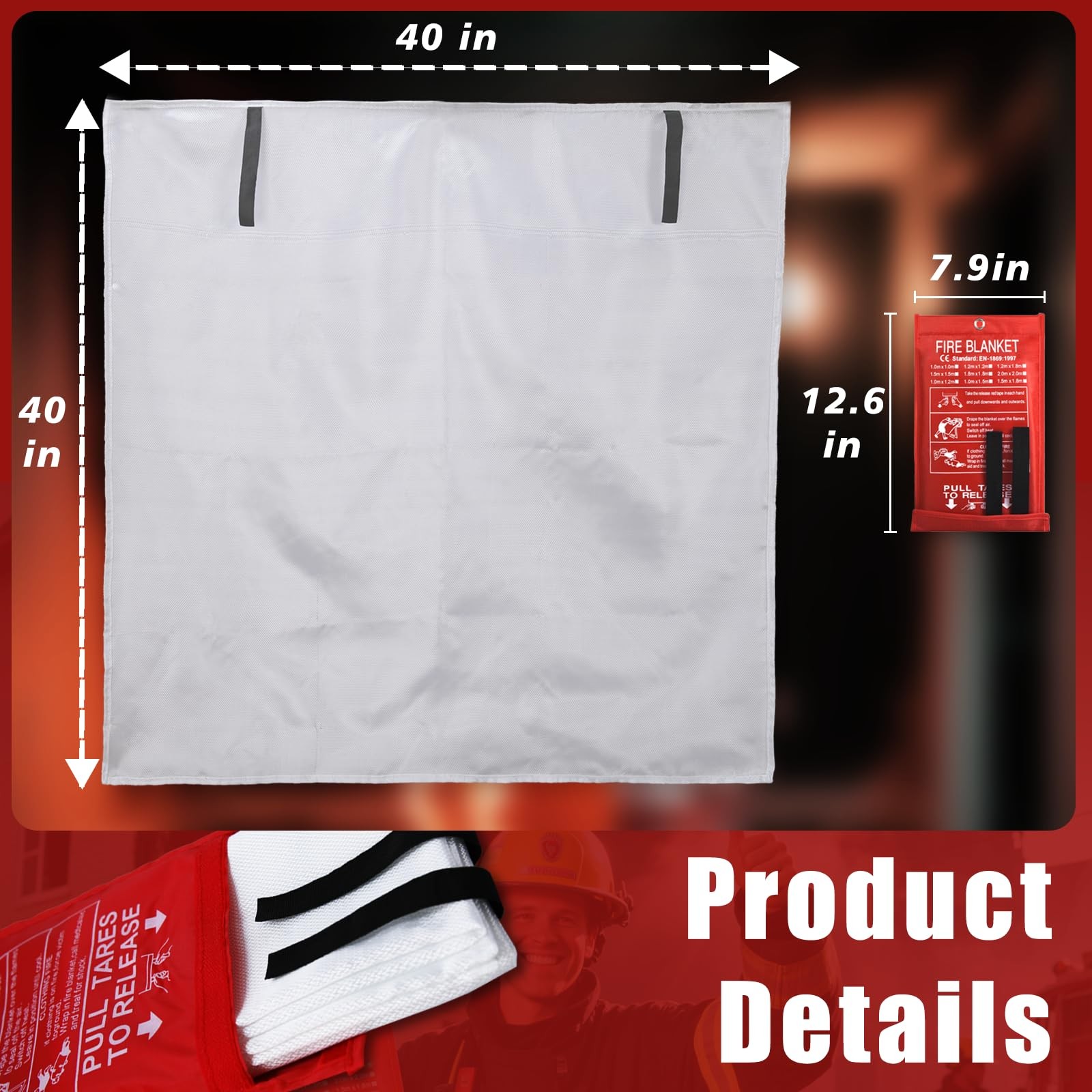 Fire Blanket 4 Pack – 40″ x 40″ Fiberglass Fire Blanket for Home and Kitchen,…