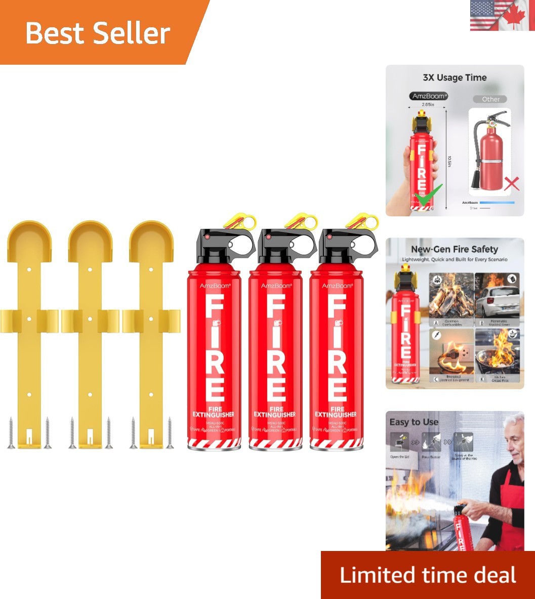 3 Pack Eco-Friendly Water-Based Fire Extinguishers – Portable & Easy Use