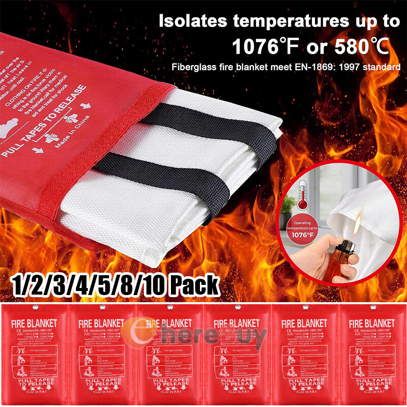 Large Fire Blanket Fireproof For Home Kitchen Office Caravan Emergency Safety US