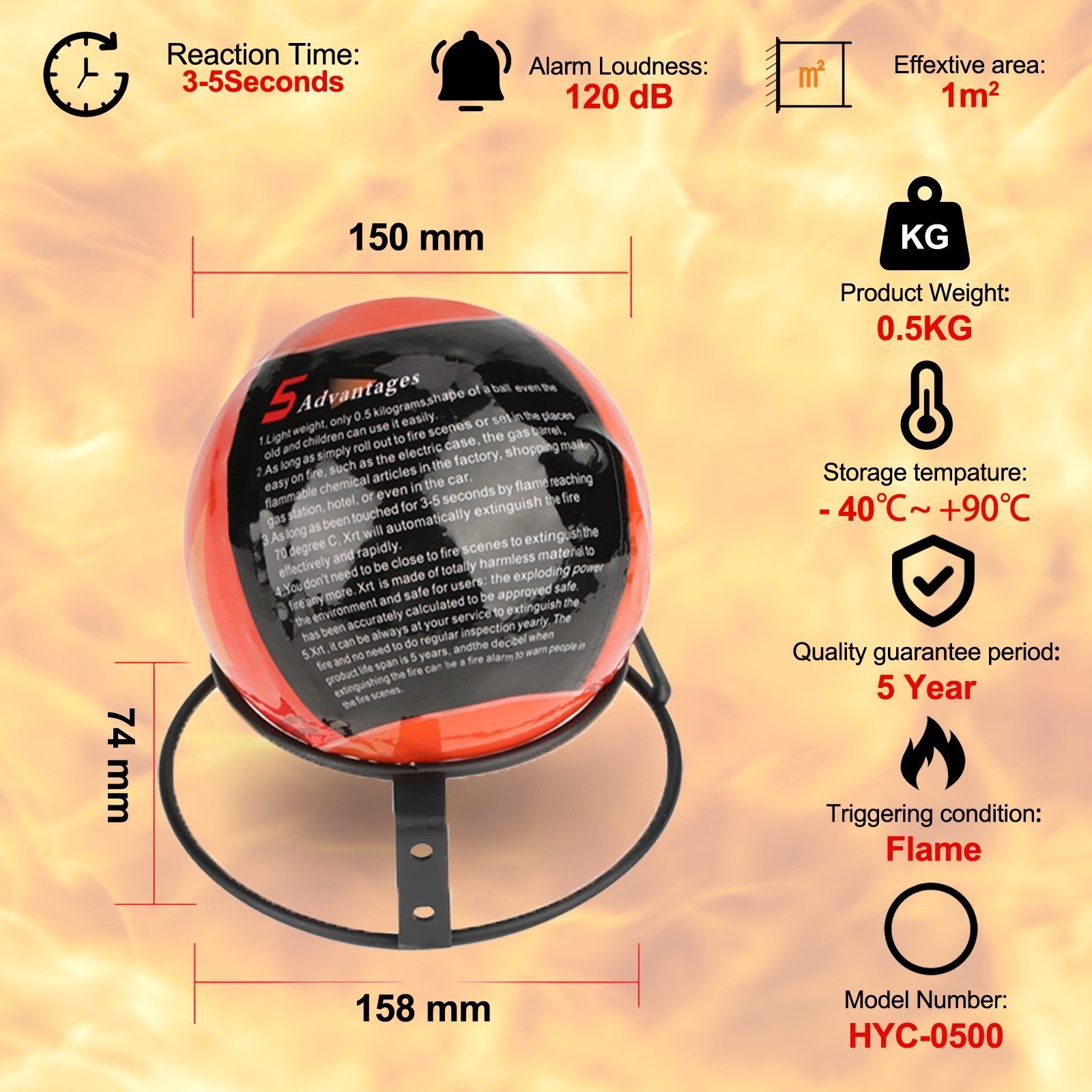 Self-Exciting Fire Extinguisher ball for Kitchen Car Electric Box Garage house
