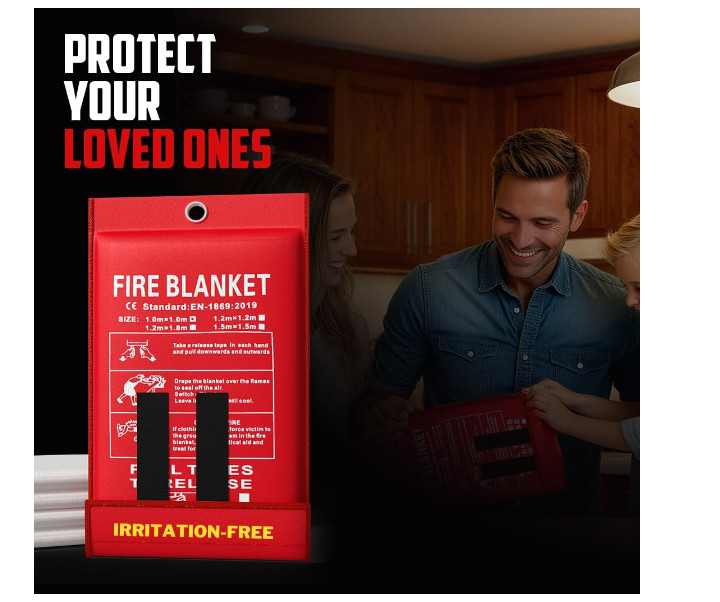 Emergency Fire Blanket for Home and Kitchen REUSABLE -New Desing NO IRRITATION