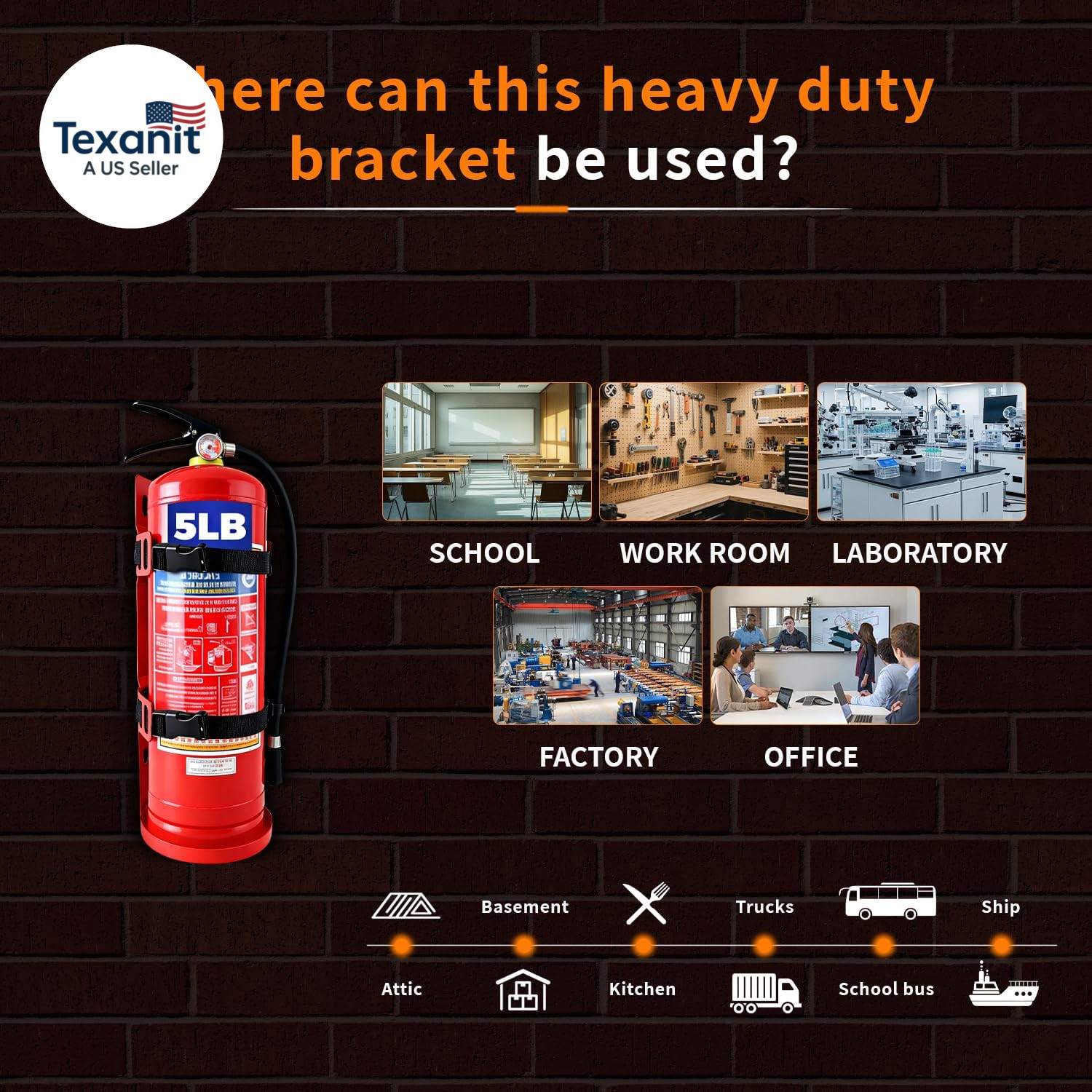 Fire Extinguisher Wall Mount Bracket, Heavy Duty Quick Release Metal Holder for