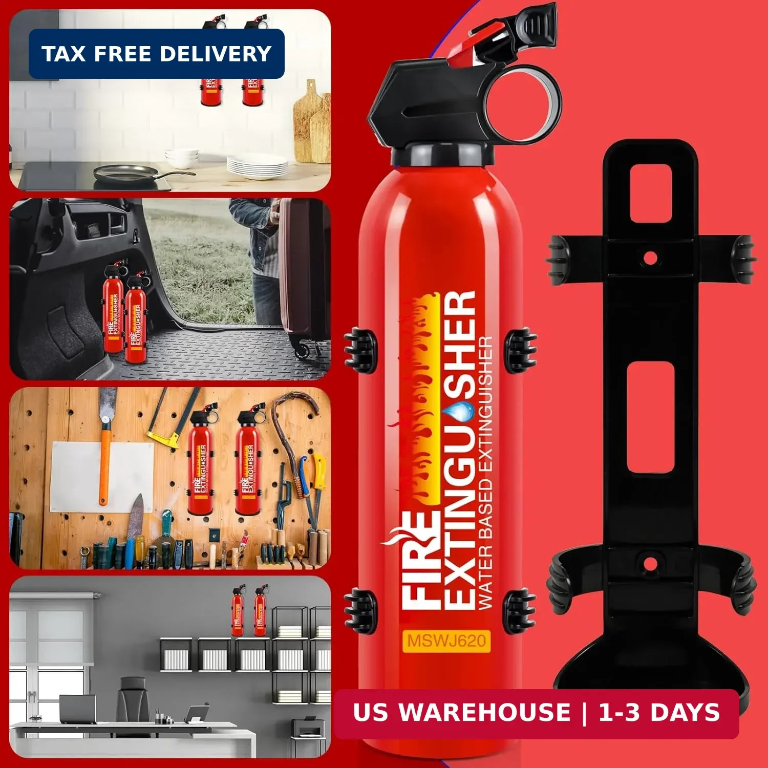 Fire Extinguisher for Home with Wall Mount – 4 Pack Upgraded 8-in-1 Portable Fir