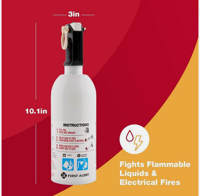 FIRST ALERT KITCHEN5 Fire Extinguisher, KFE2S5, UL RATED 5-B:C, White, 1-Pack