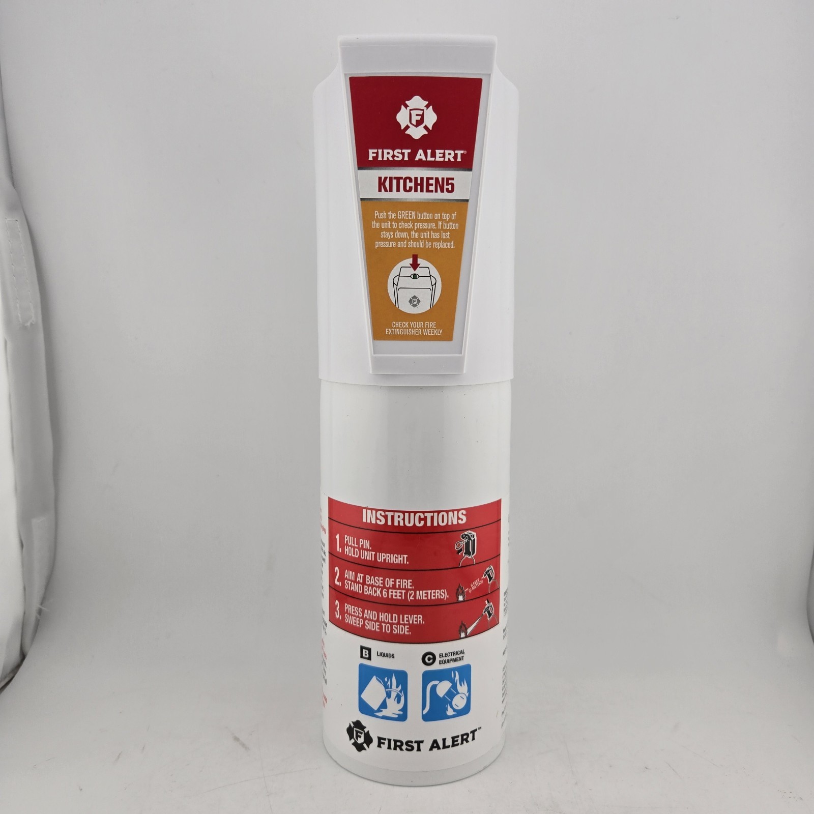 First Alert Kitchen Fire Extinguisher KFE2S5 UL Rated 5-B:C White 1 Pack NEW