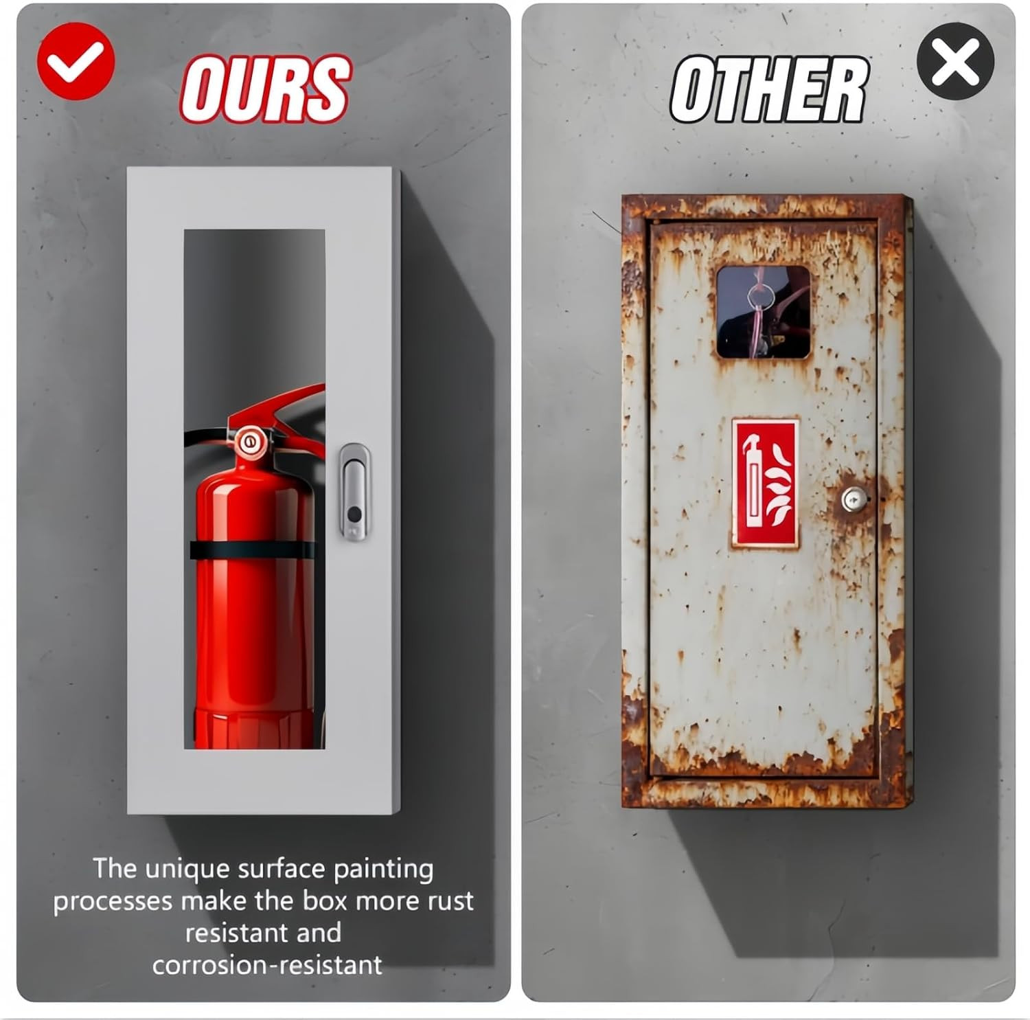 Fire Extinguisher Cabinet Wall and Surface Mount for 5-12 Pounds Extinguisher, 2