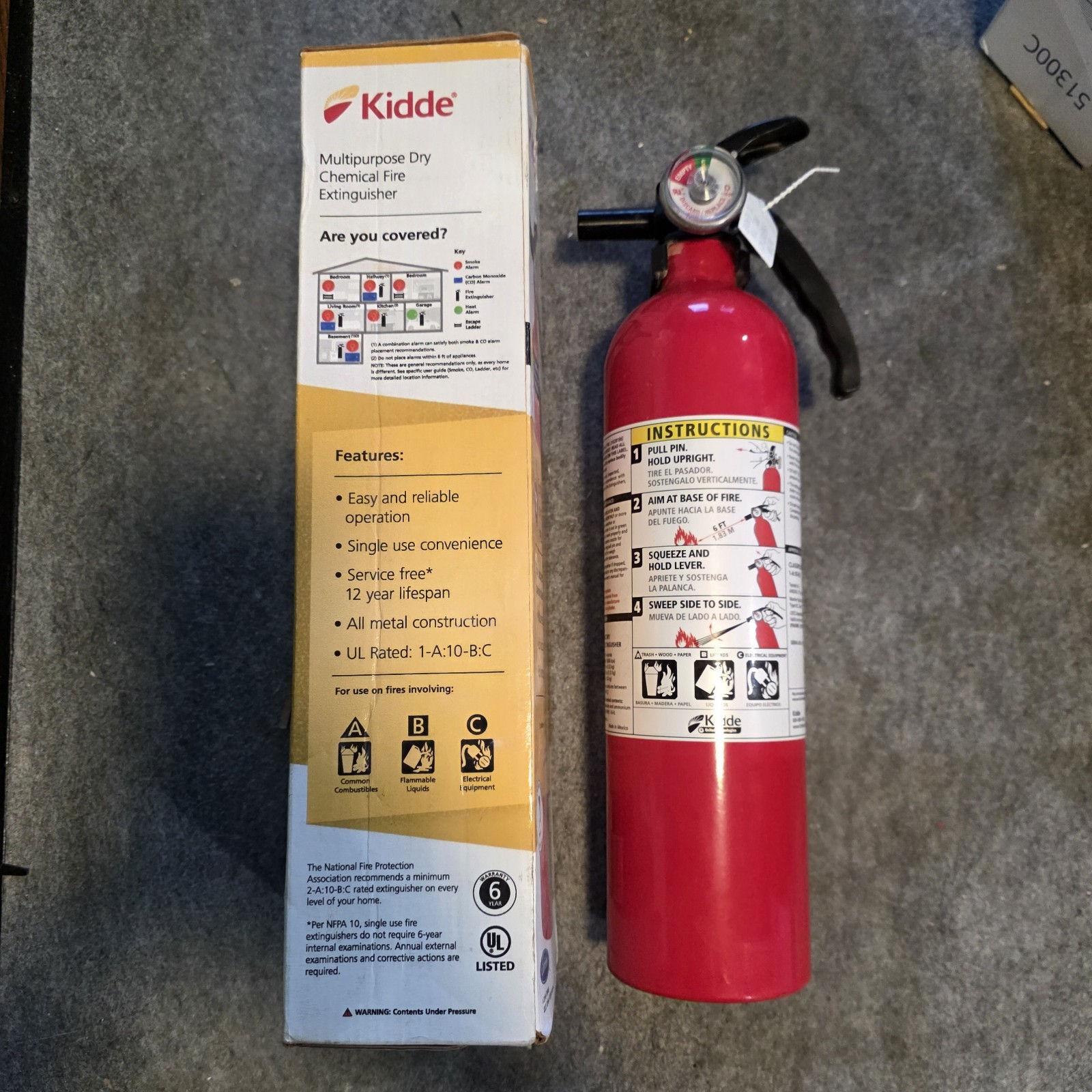Kidde Fire Extinguisher Home Car Auto Garage Kitchen Emergency 2.5 lb 1-A:10-B:C