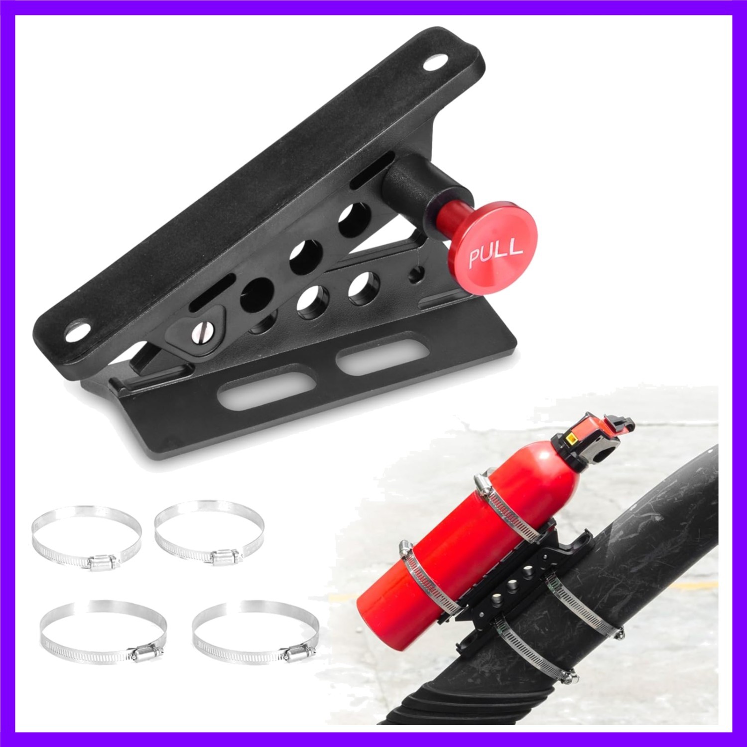 Aluminum Fire Extinguisher Mount Bracket Kit Adjustable Quick Release Roll Ba…