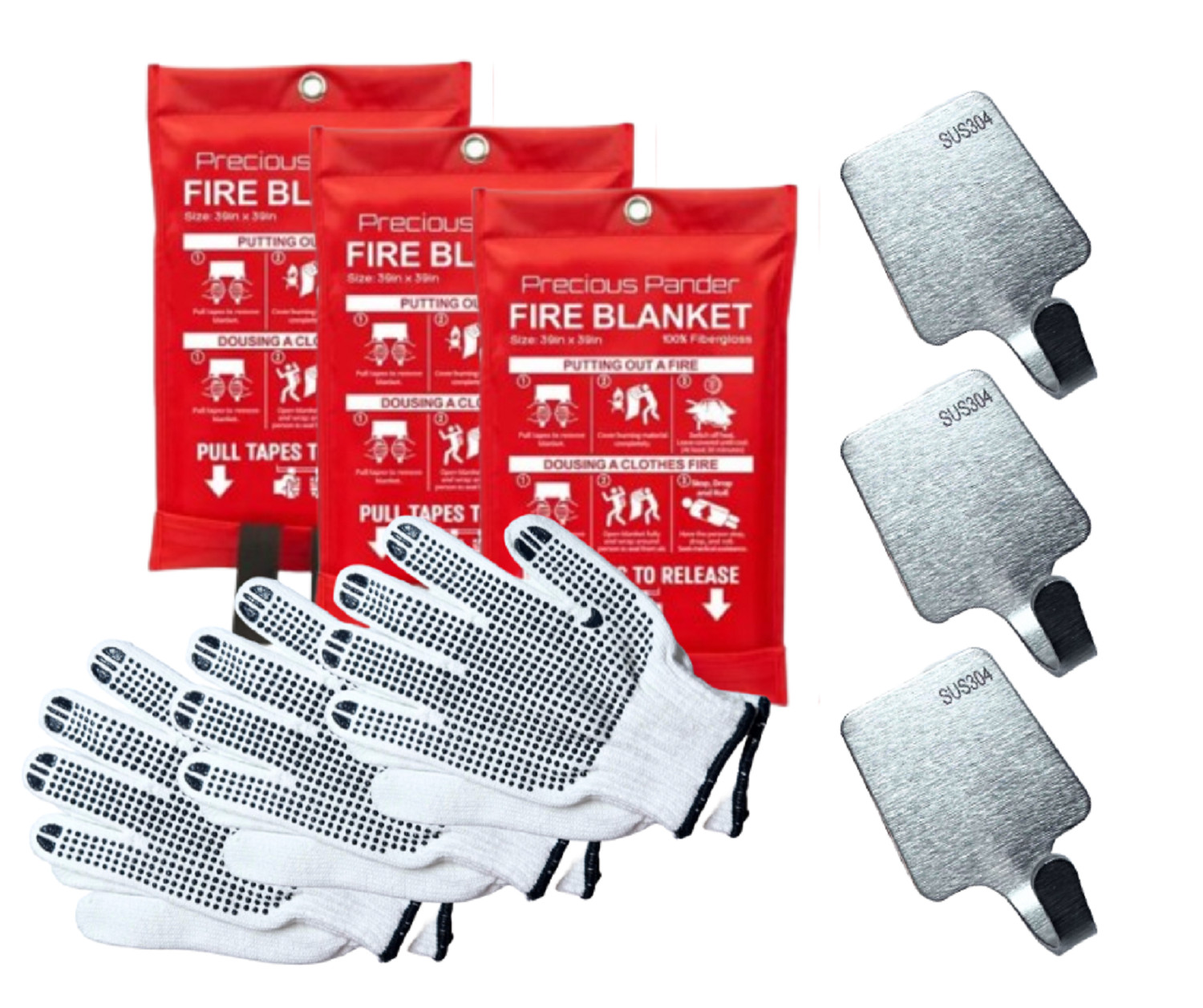 Emergency Fire Blanket for Home and Kitchen – 3 Pack 40″x40″ Flame Suppression