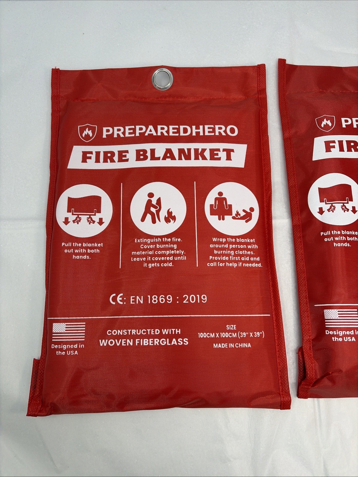 Emergency Fire Suppression Blanket Set Of 2 – 39”x39″ Preparedhero Brand New