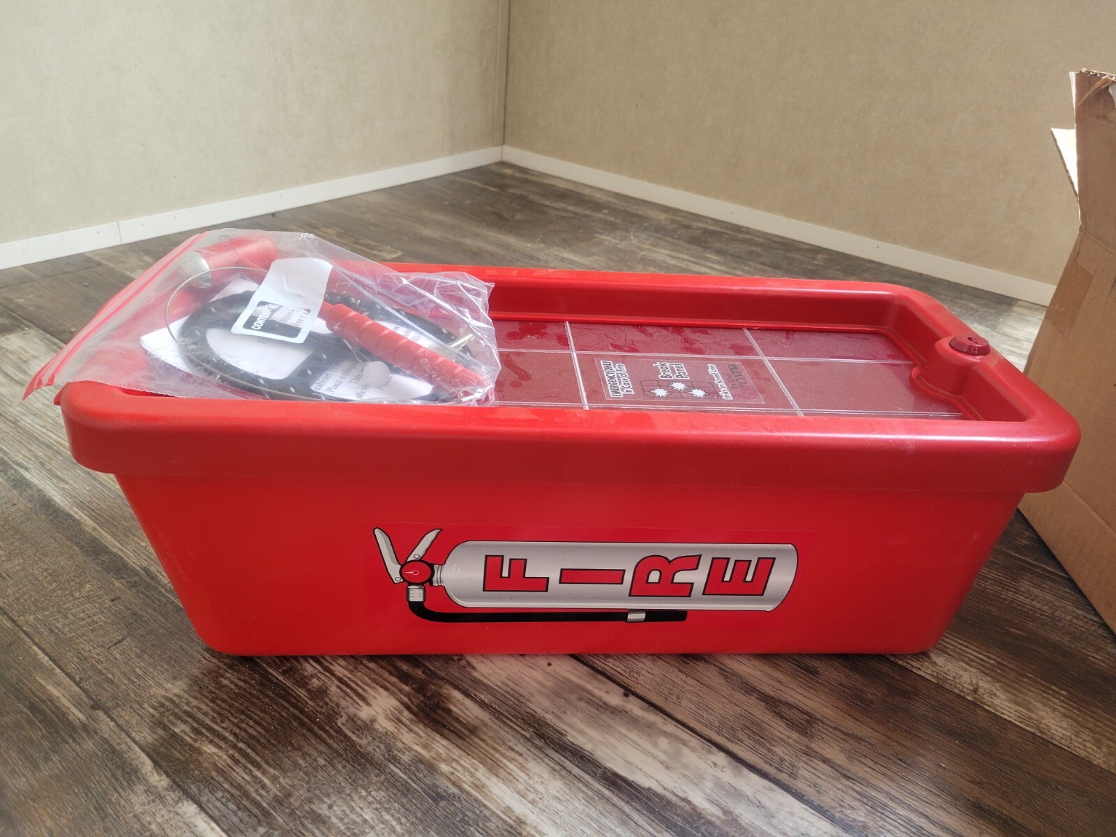 Fire extinguisher wall mount cover case box With KEY Break In Case Of Emergency