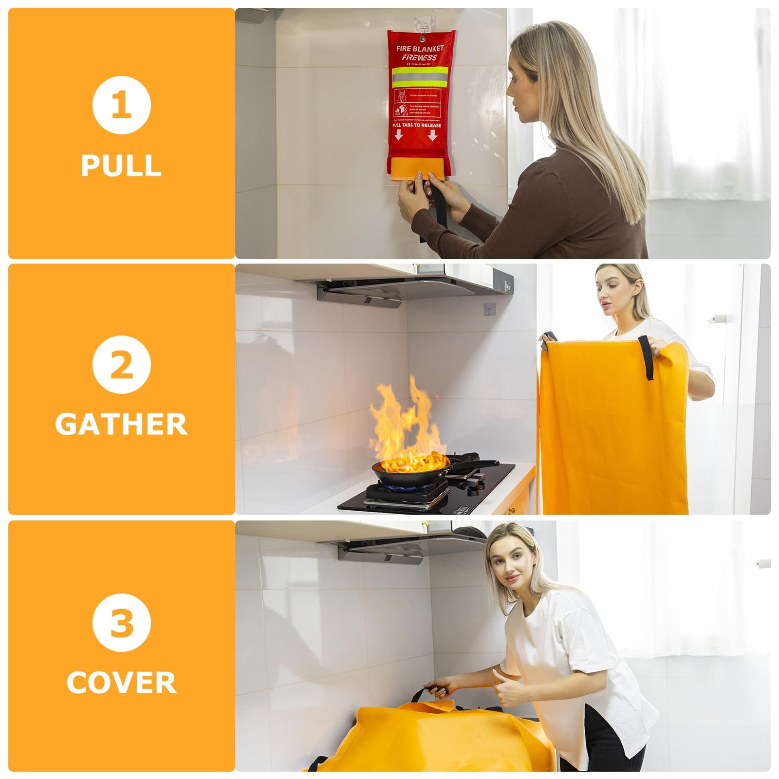 Emergency Fire Blanket, Silicone Flame Retardant, 39.4″x39.4″ for Home & Office