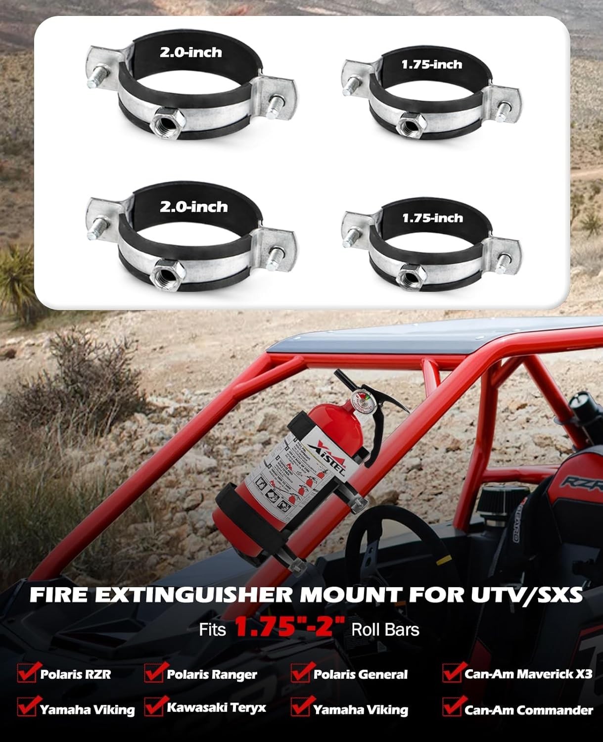 Lightweight UTV Fire Extinguisher Holder – Easy Install for Polaris RZR & Can-Am
