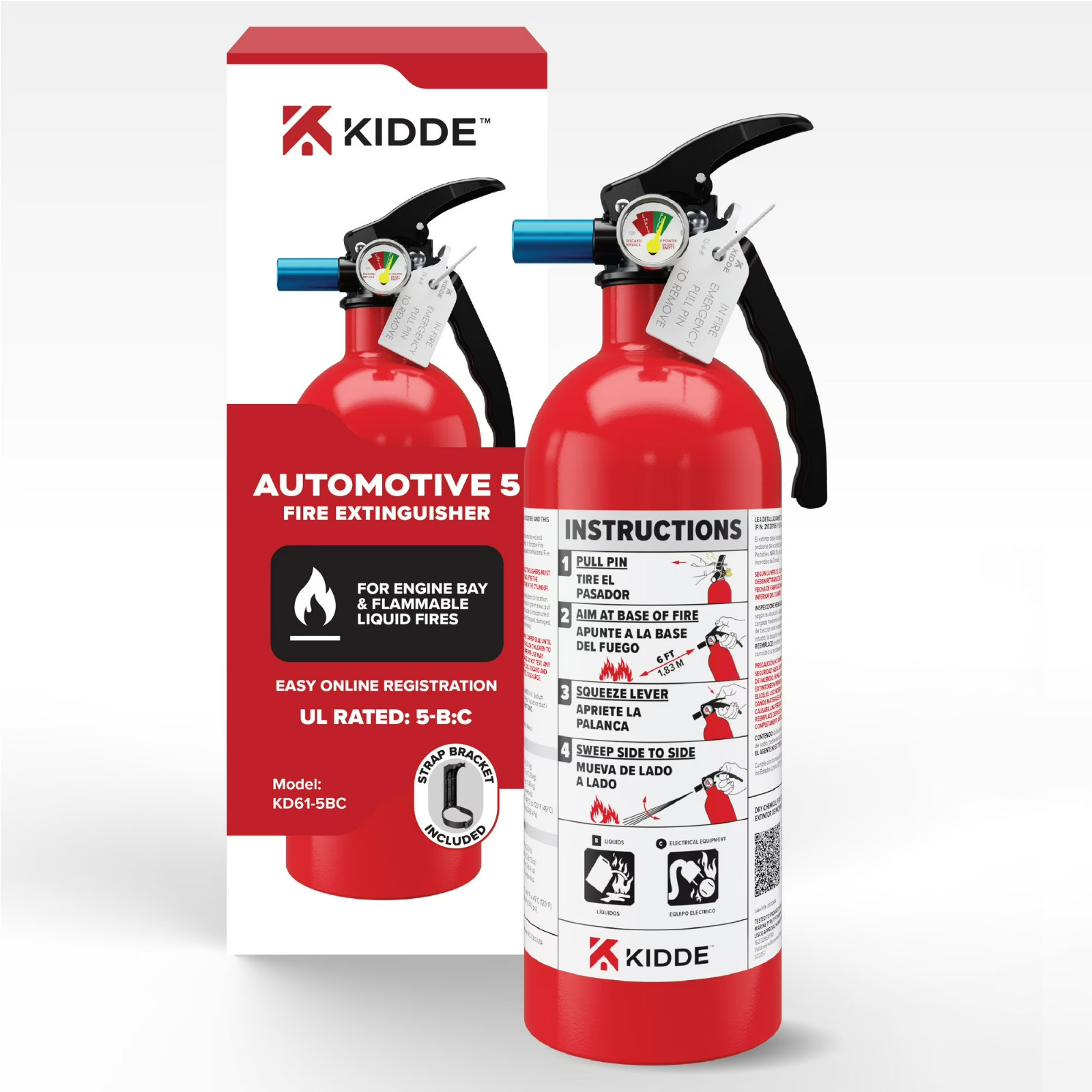 (2 pack) Kidde Fire Extinguisher for Vehicles, Single-Use, Dry Chemical, 5BC