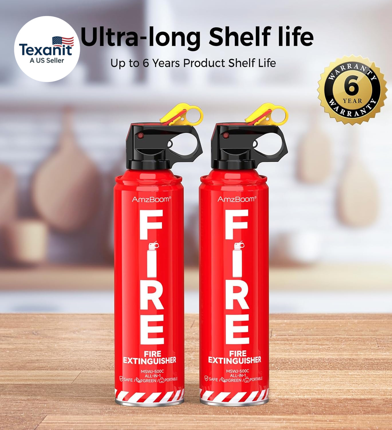 2-Pack Fire Extinguisher for Home, Kitchen, Car, and Grill with Mounting Bracket