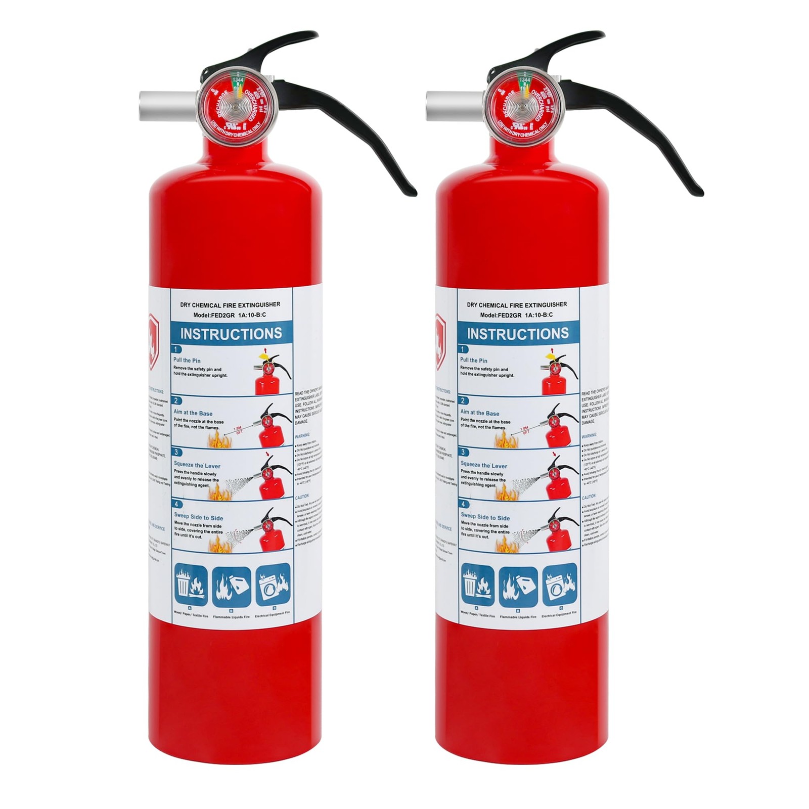 2 Pack ABC Dry Chemical Fire Extinguishers, 2.5 lb 1A:10B:C Rating for Home, …