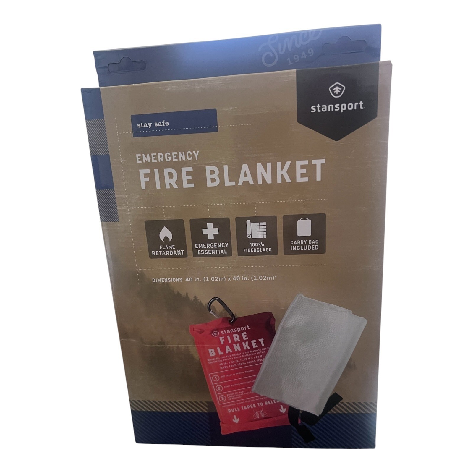 Stansport Emergency Fire Blanket 40 x 40 Fiberglass Kitchen Camping New Sealed
