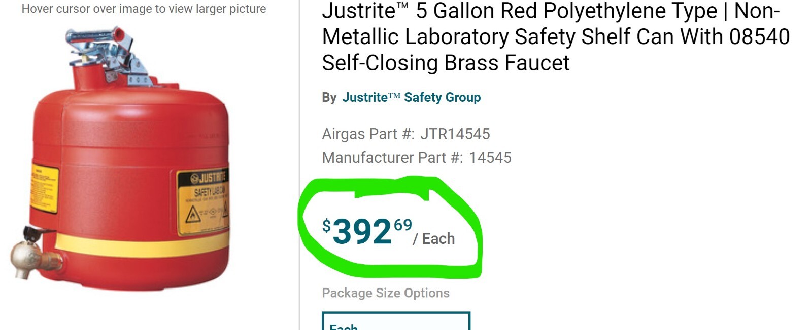 5 Gallon Polyethylene Safety Shelf Can with Bottom Faucet And Extra Ground Cable